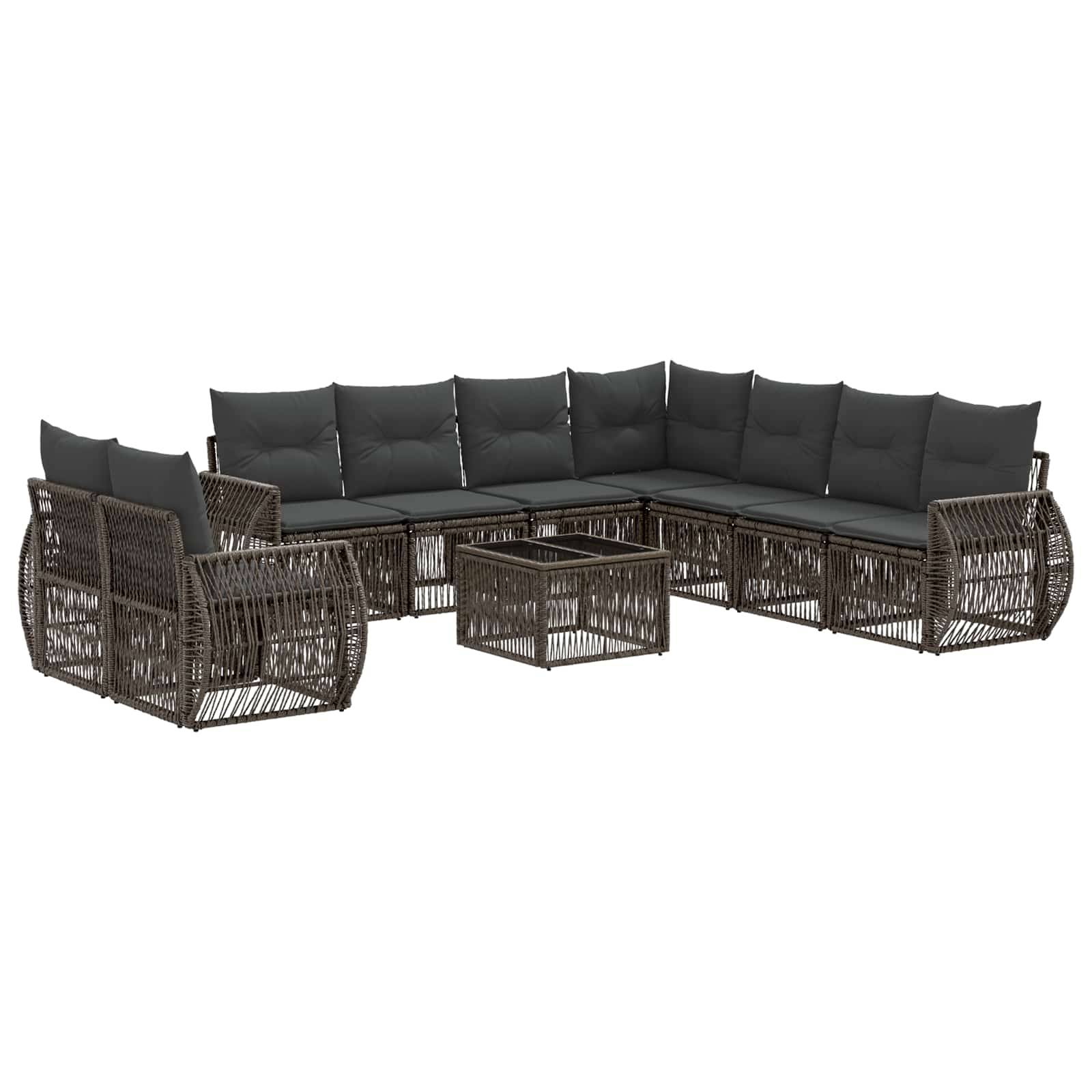 vidaXL Gartensofa-set 10 pcs Grau und Dunkelgrau Poly-Rattan
