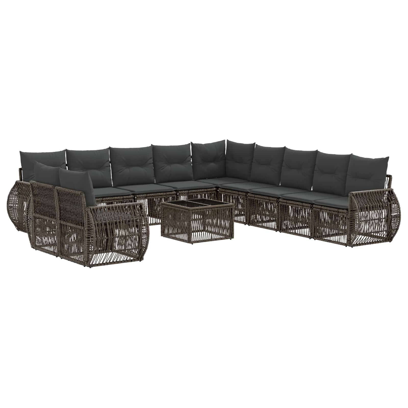 vidaXL Gartensofa-set 12 pcs Grau und Dunkelgrau Poly-Rattan