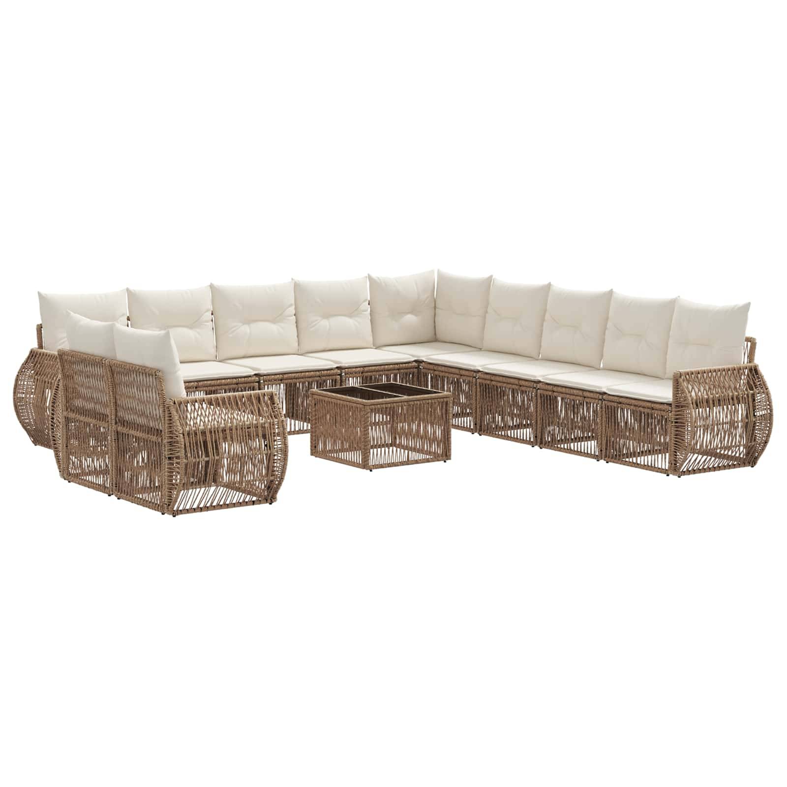 vidaXL Gartensofa-set 12 pcs Beige und Cremeweiß Poly-Rattan
