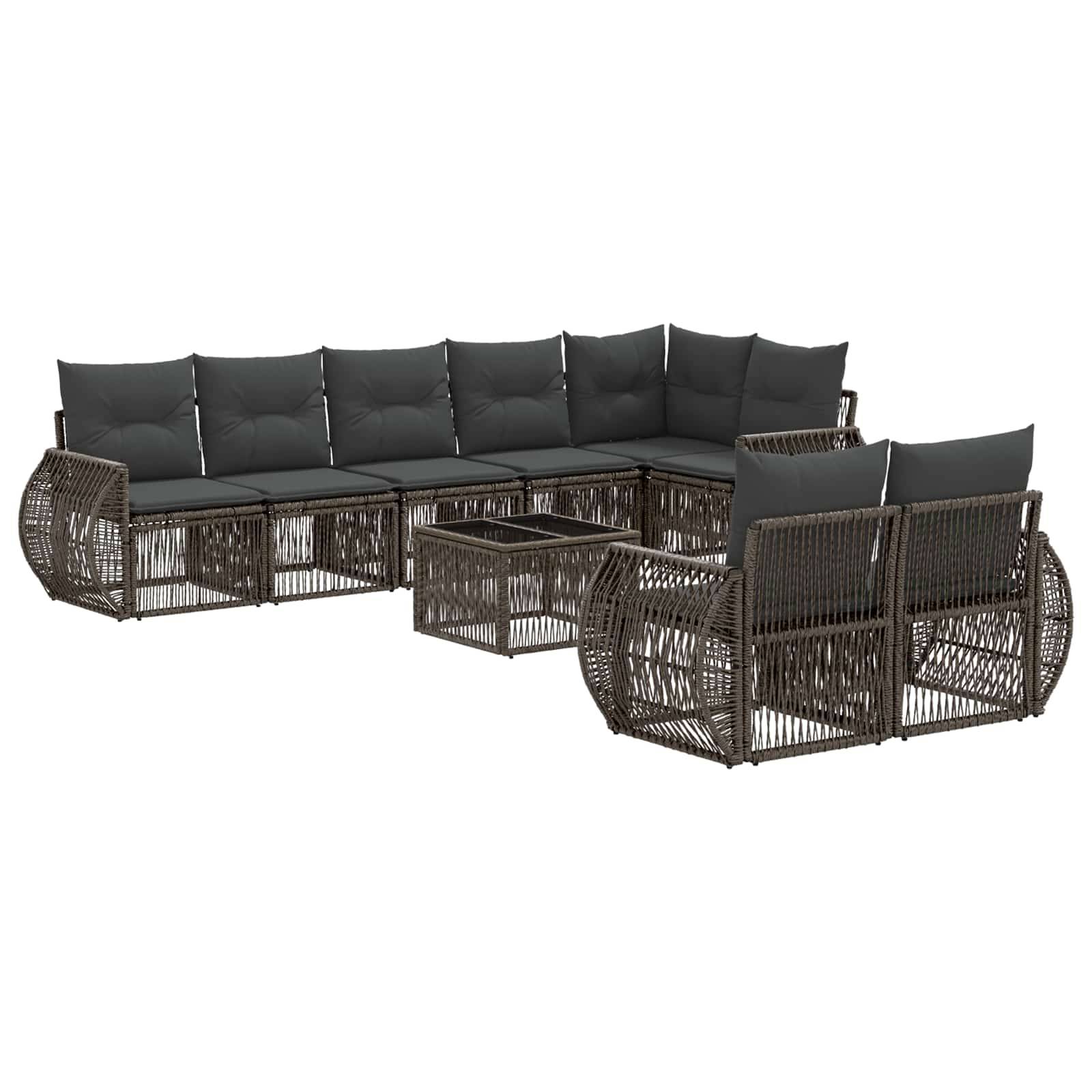 vidaXL Gartensofa-set 9 pcs Grau und Dunkelgrau Poly-Rattan