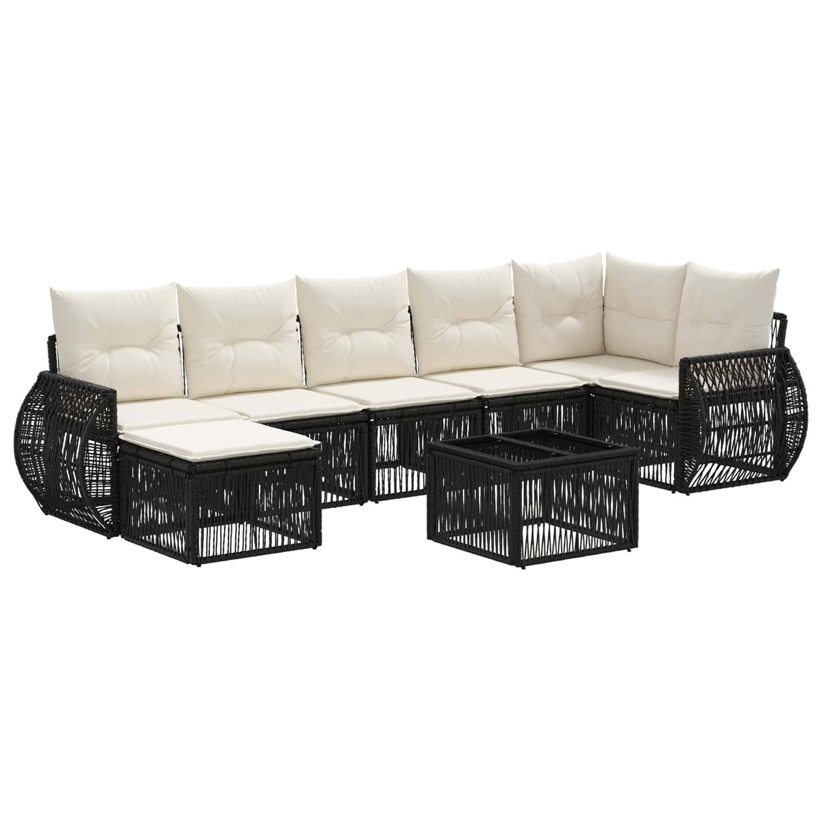 vidaXL Gartensofa-set 8 pcs Schwarz und Cremeweiß Poly-Rattan