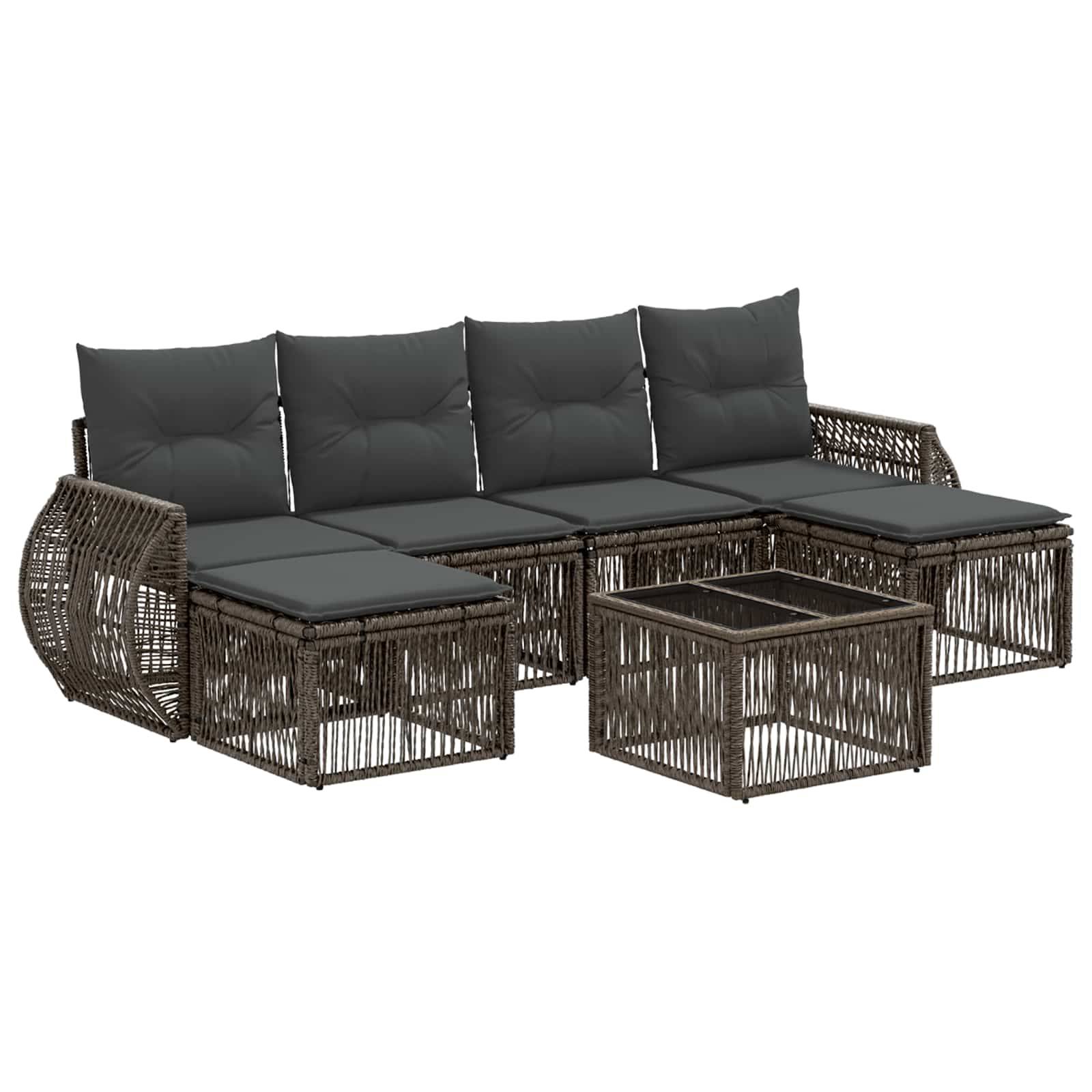vidaXL Gartensofa-set 7 pcs Grau und Dunkelgrau Poly-Rattan