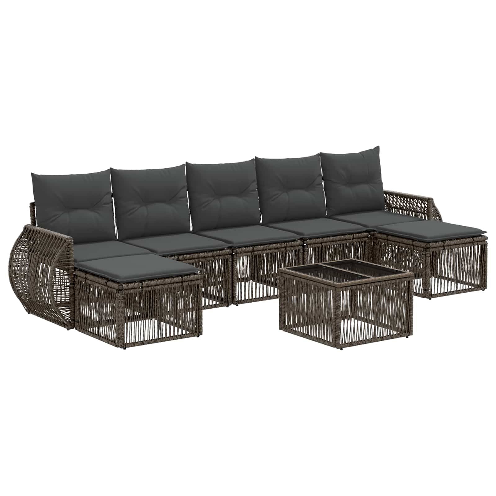vidaXL Gartensofa-set 8 pcs Grau und Dunkelgrau Poly-Rattan