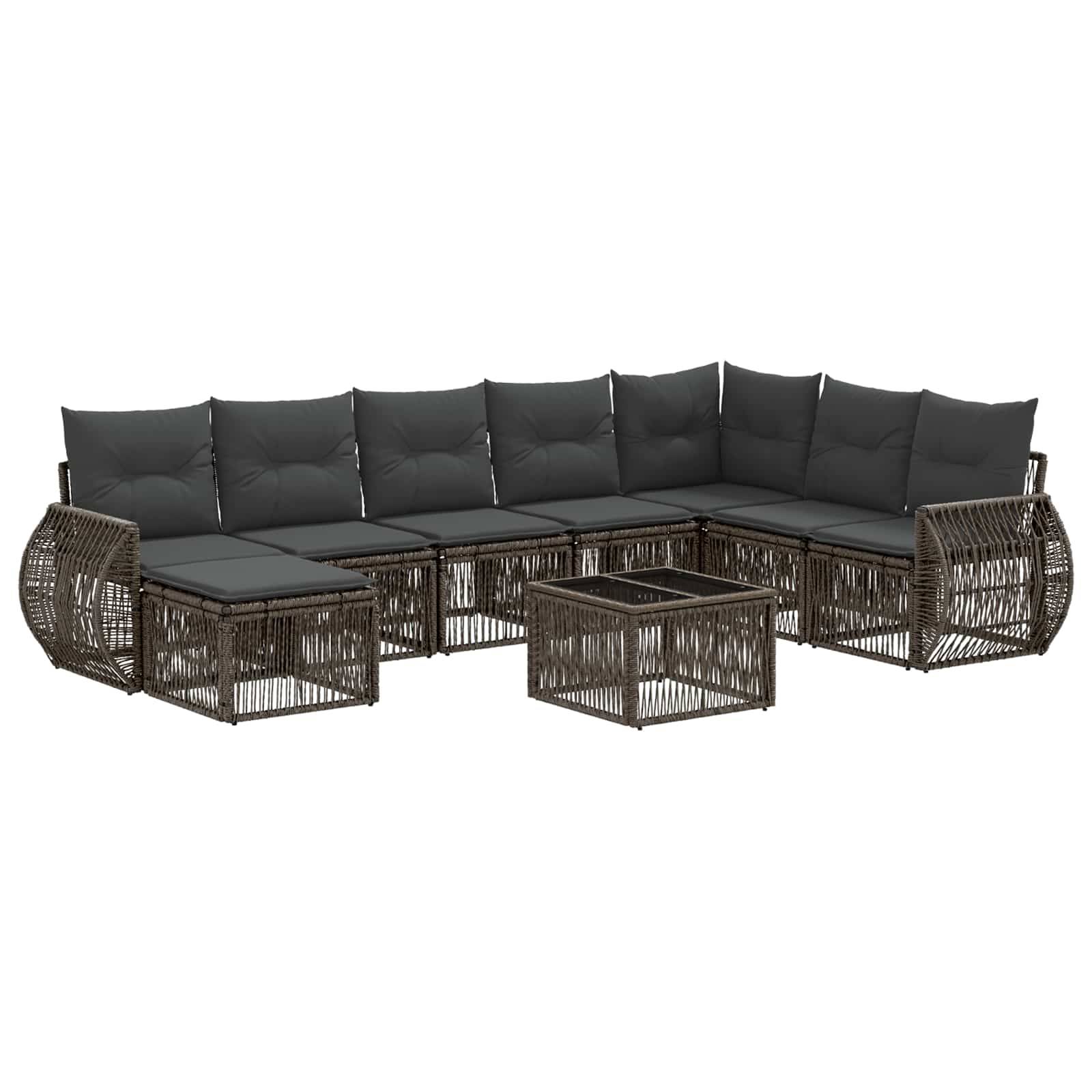 vidaXL Gartensofa-set 9 pcs Grau und Dunkelgrau Poly-Rattan