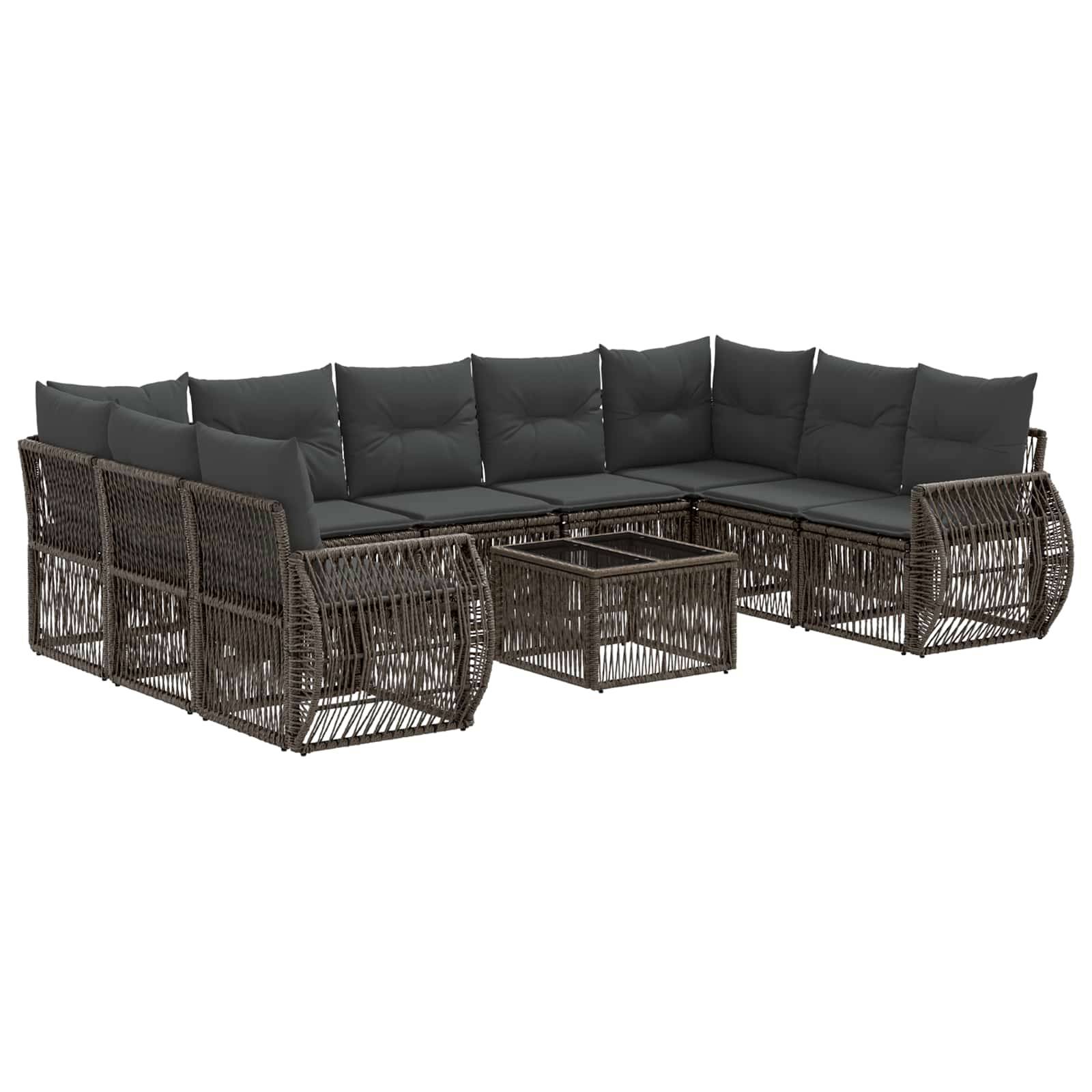 vidaXL Gartensofa-set 10 pcs Grau und Dunkelgrau Poly-Rattan