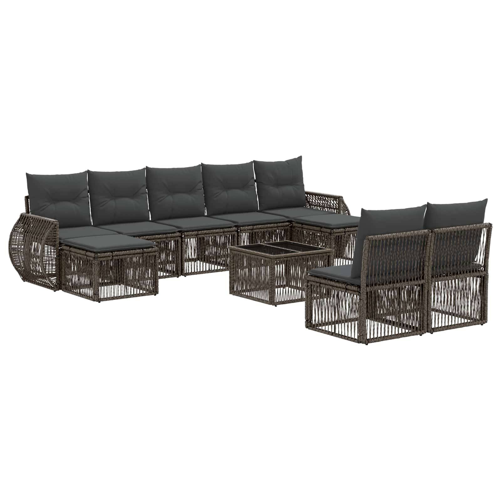 vidaXL Gartensofa-set 10 pcs Grau und Dunkelgrau Poly-Rattan