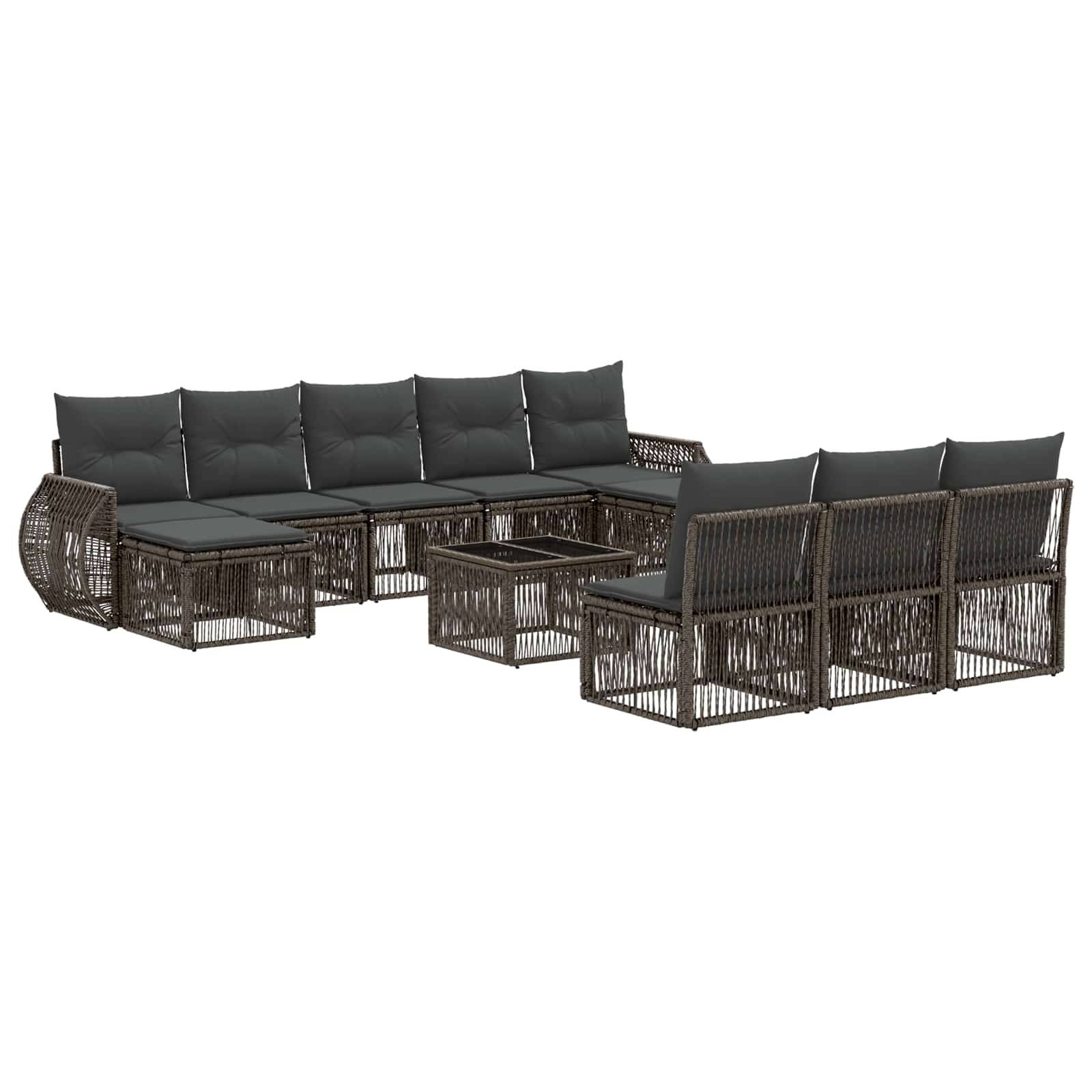 vidaXL Gartensofa-set 11 pcs Grau und Dunkelgrau Poly-Rattan