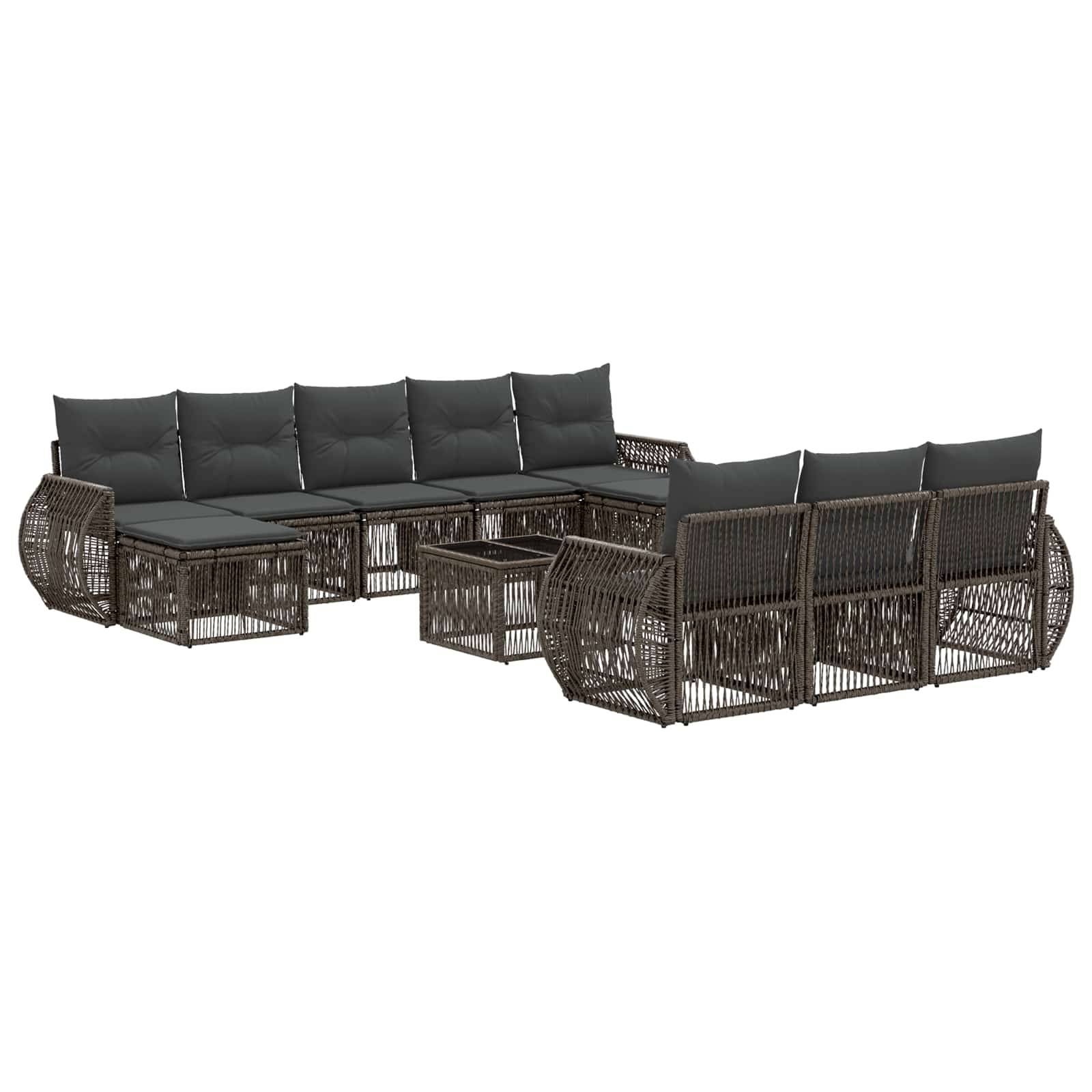 vidaXL Gartensofa-set 11 pcs Grau und Dunkelgrau Poly-Rattan