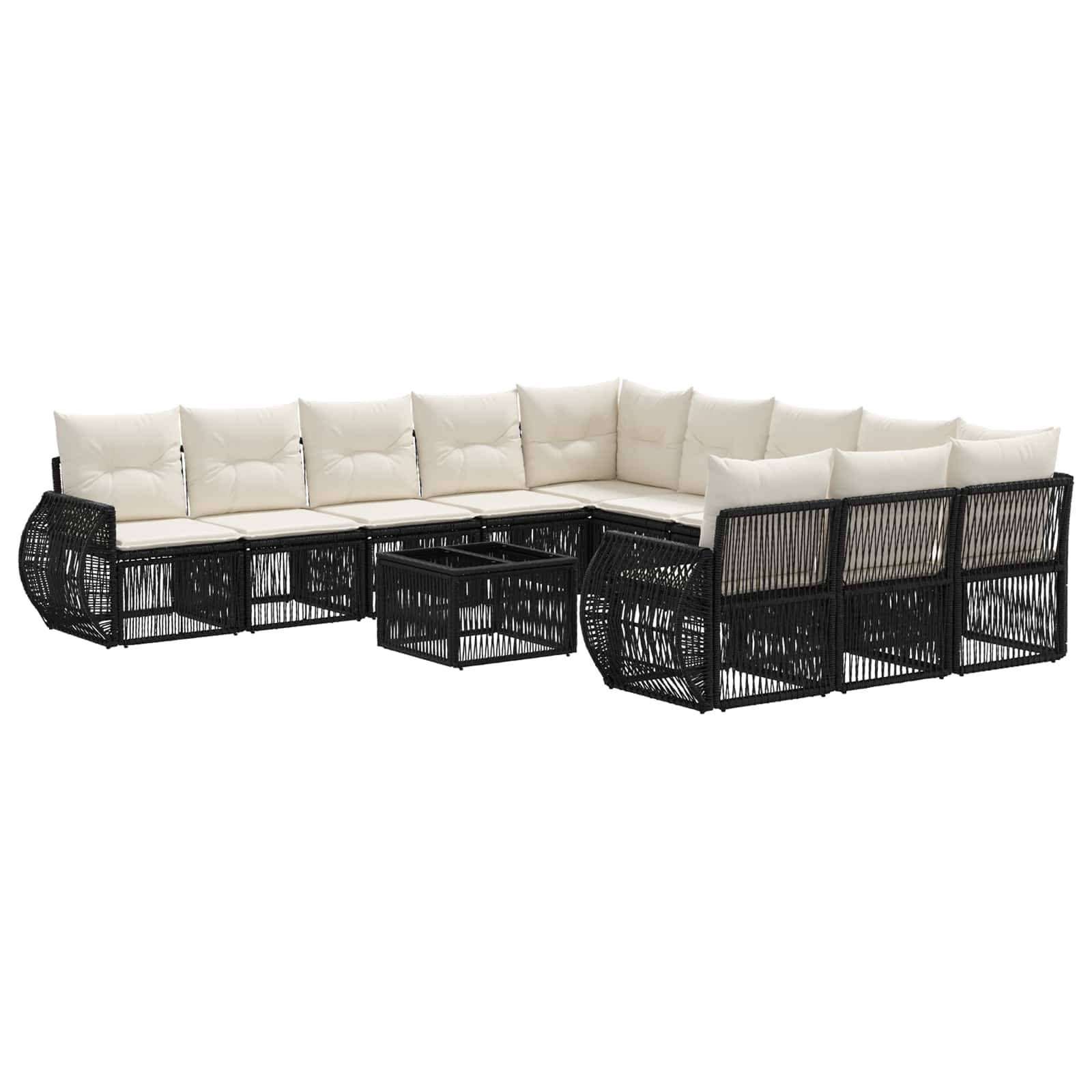 vidaXL Gartensofa-set 12 pcs Schwarz und Cremeweiß Poly-Rattan