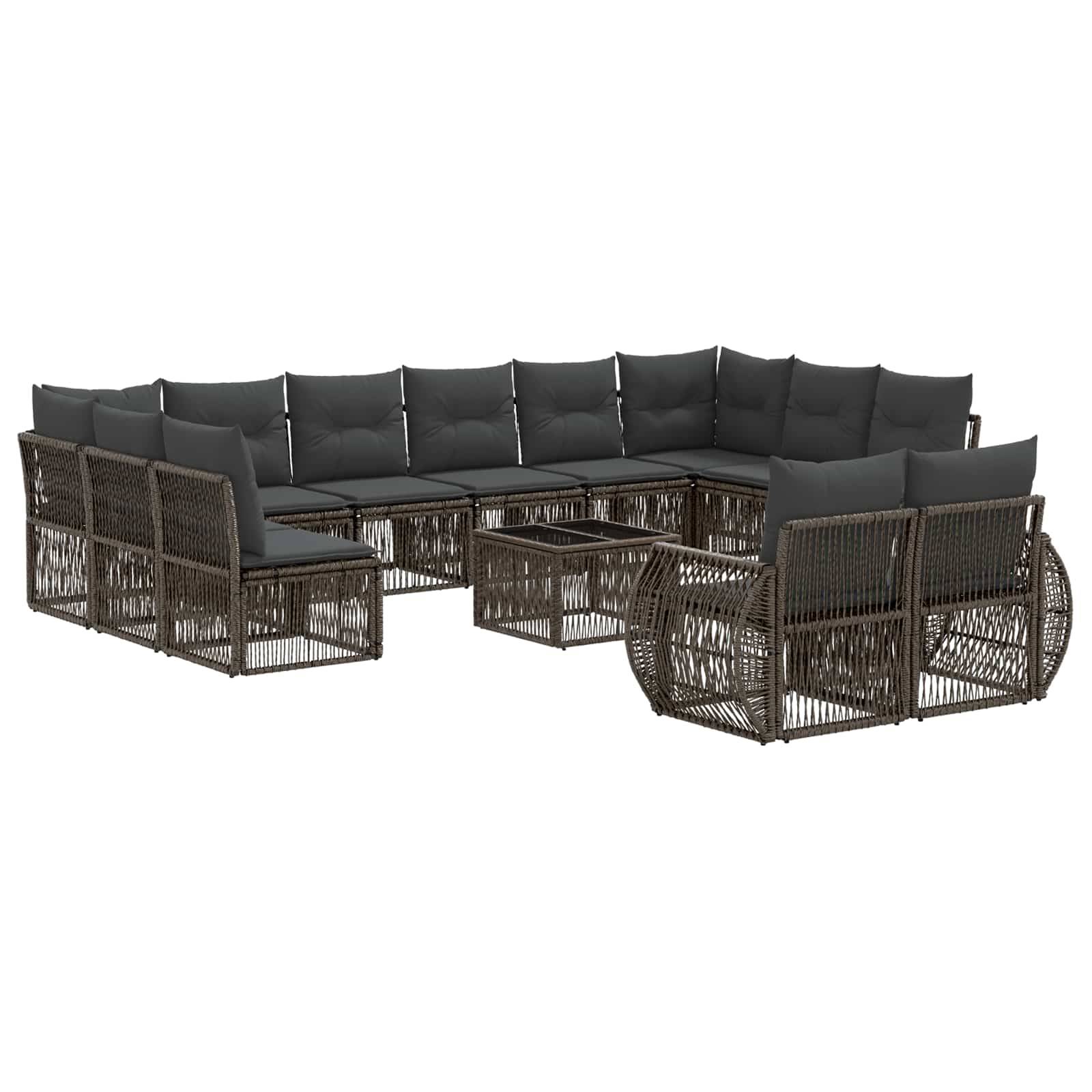vidaXL Gartensofa-set 13 pcs Grau und Dunkelgrau Poly-Rattan