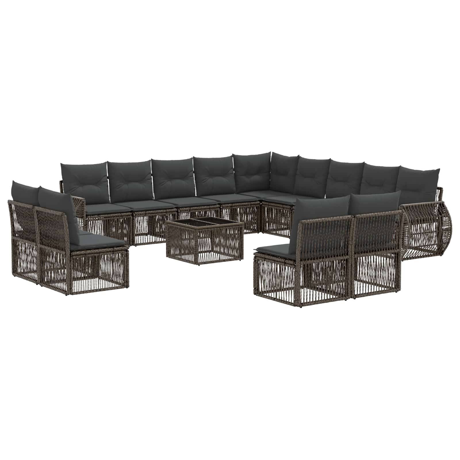 vidaXL Gartensofa-set 14 pcs Grau und Dunkelgrau Poly-Rattan