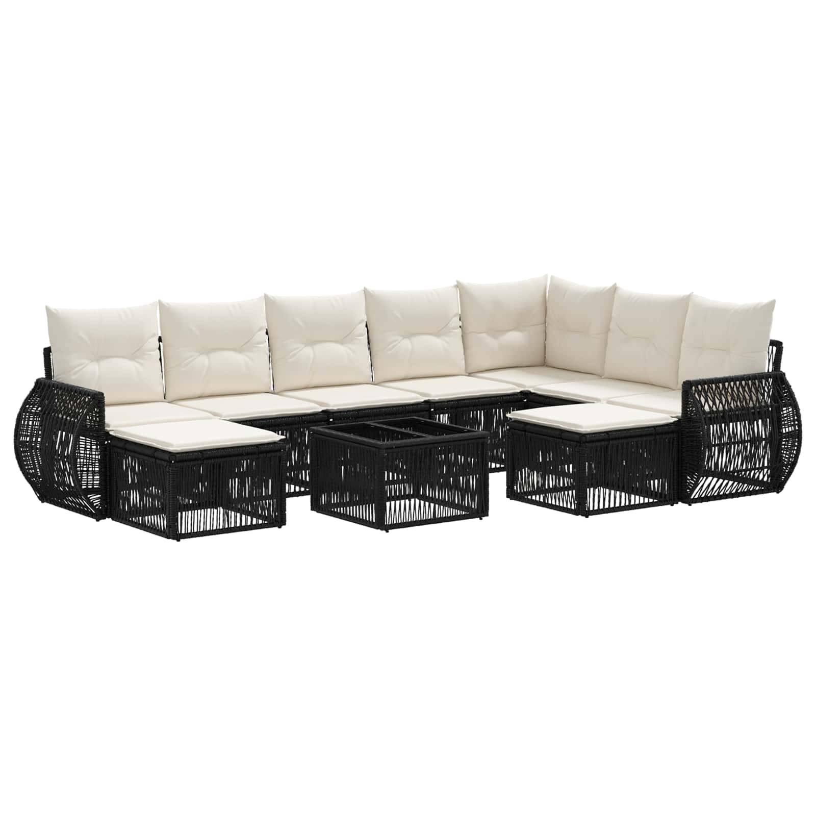 vidaXL Gartensofa-set 10 pcs Schwarz Poly-Rattan