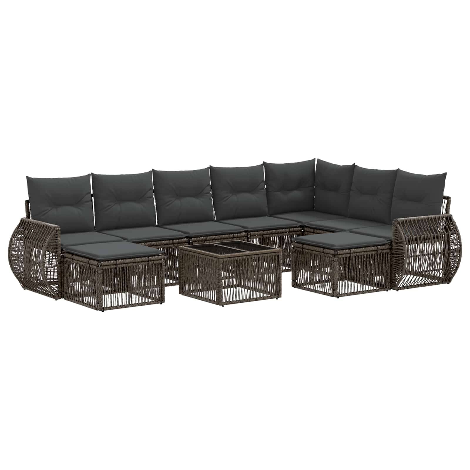 vidaXL Gartensofa-set 10 pcs Grau Poly-Rattan