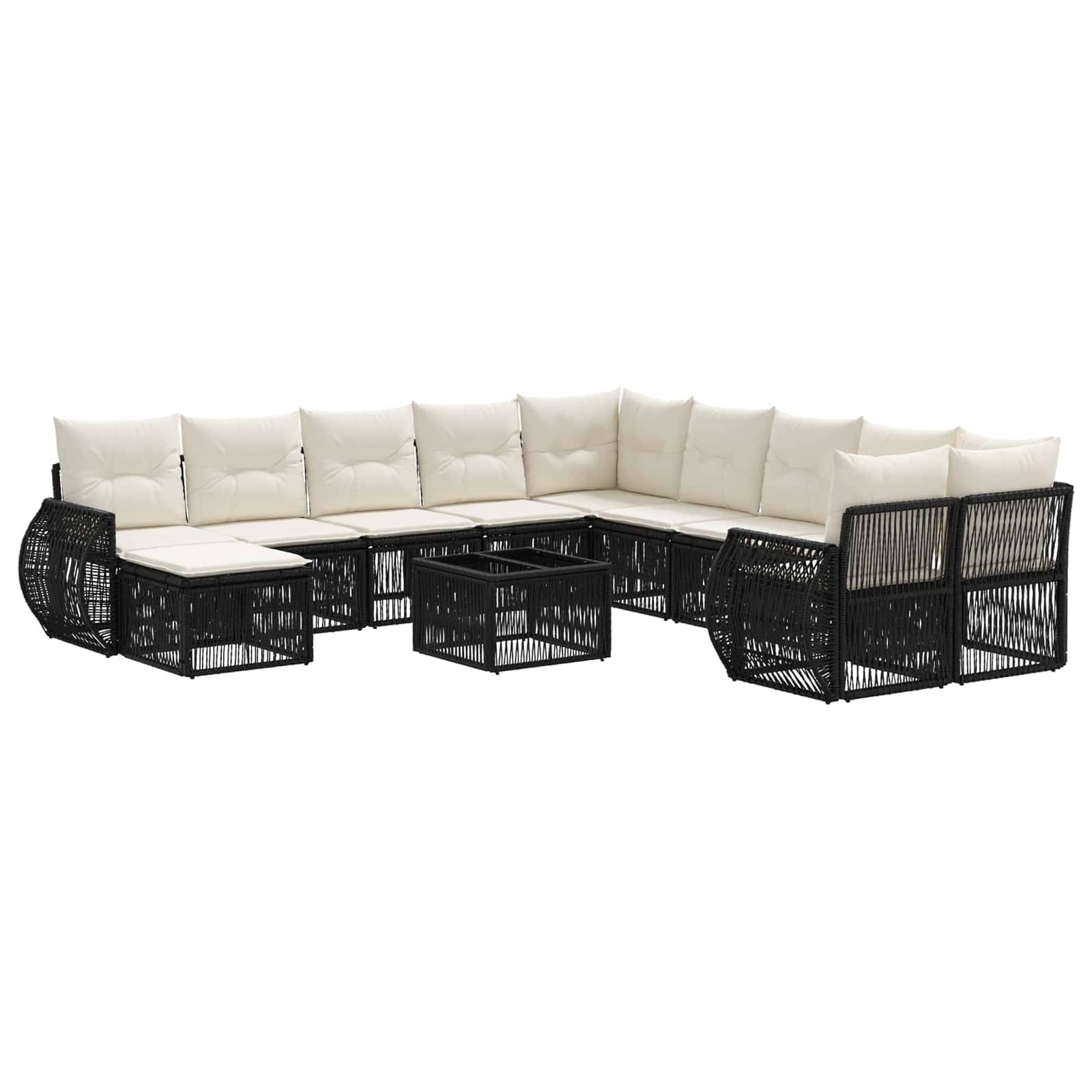 vidaXL Gartensofa-set 12 pcs Schwarz Poly-Rattan