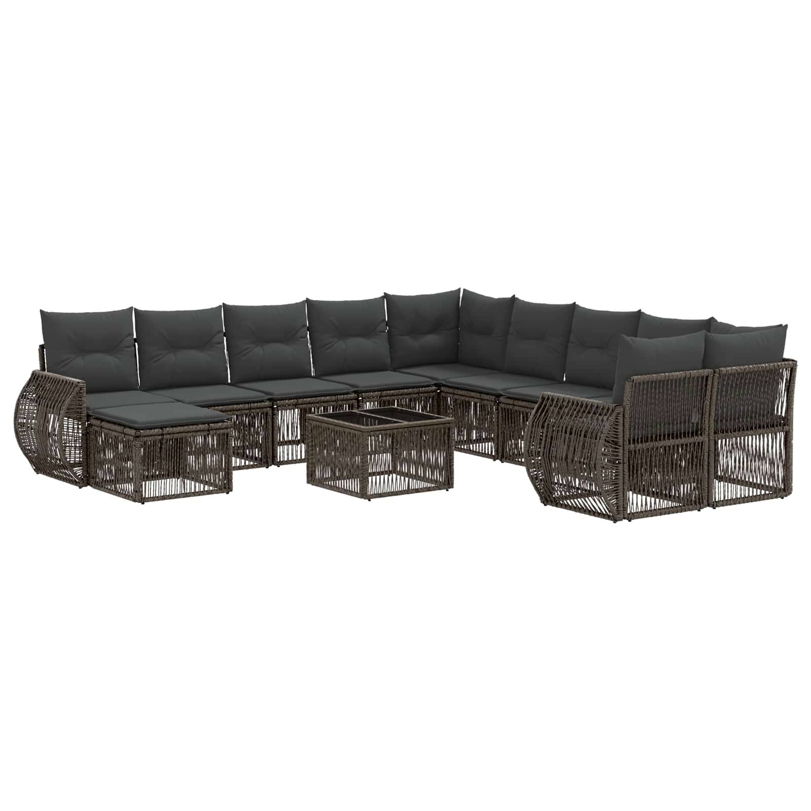 vidaXL Gartensofa-set 12 pcs Grau Poly-Rattan