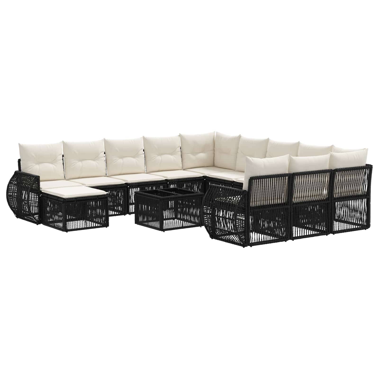 vidaXL Gartensofa-set 13 pcs Schwarz Poly-Rattan