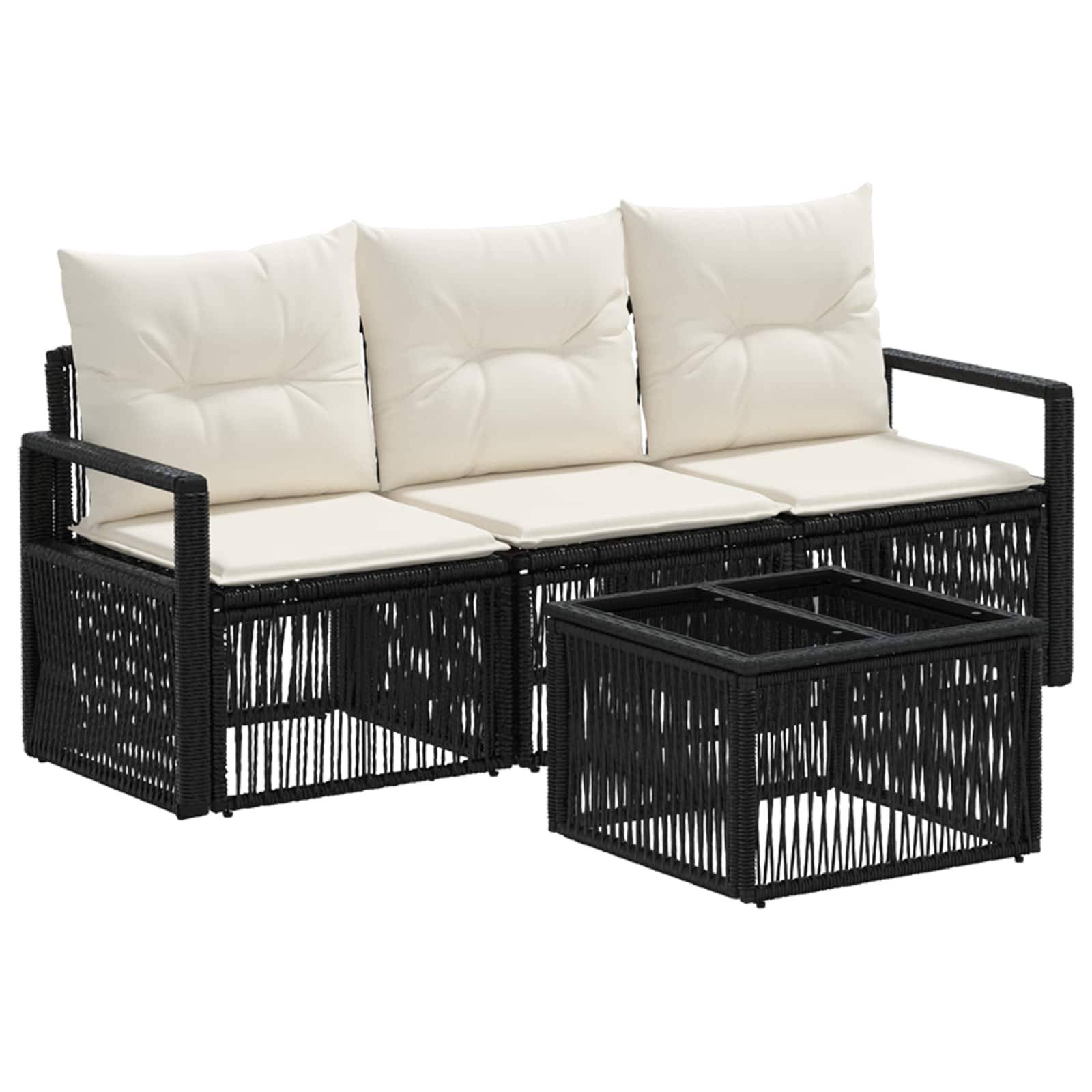 vidaXL Gartensofa-set 4 pcs Schwarz Poly-Rattan