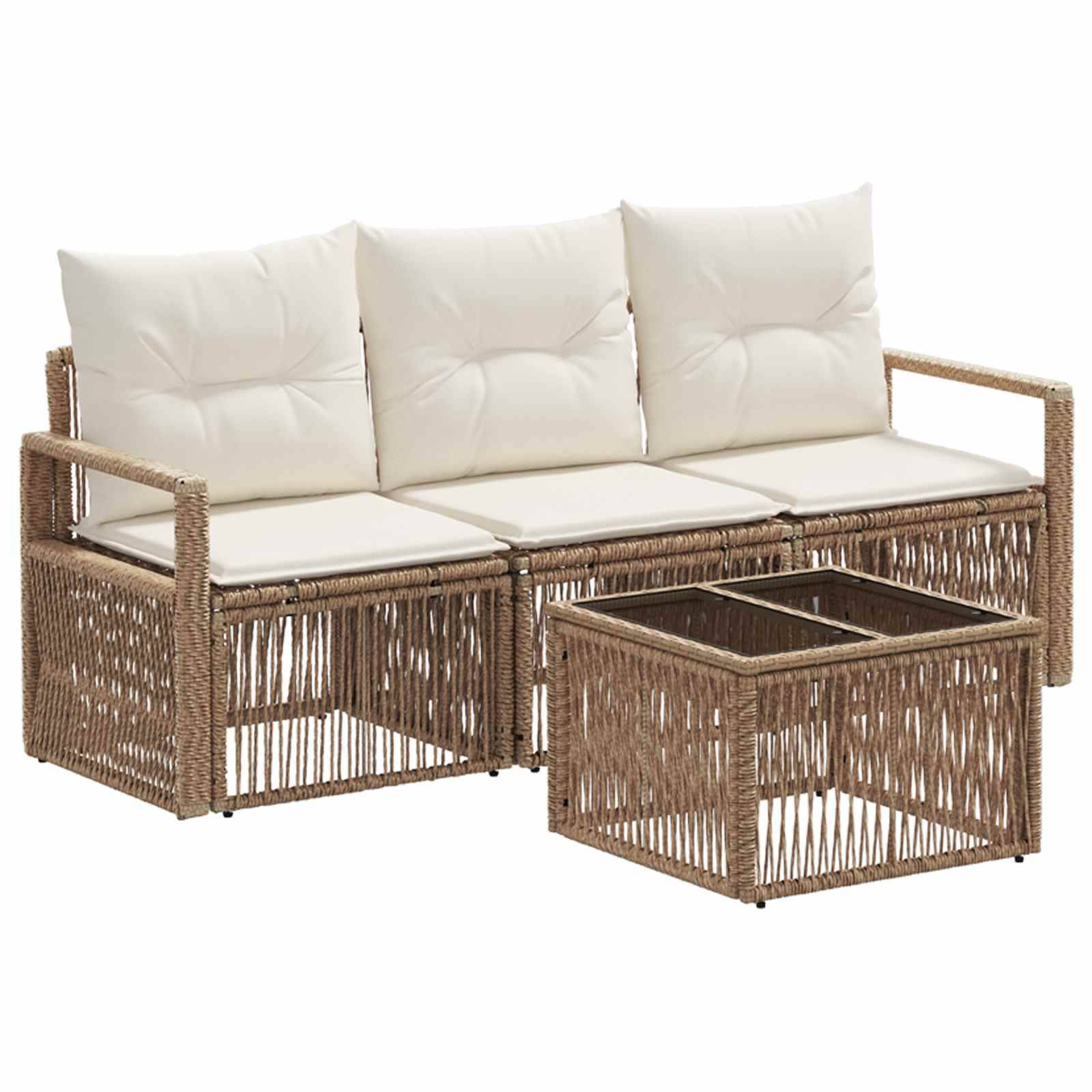 vidaXL Gartensofa-set 4 pcs Beige Poly-Rattan