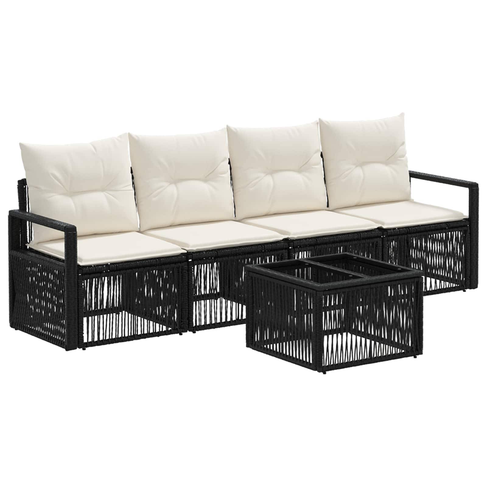 vidaXL Gartensofa-set 5 pcs Schwarz Poly-Rattan
