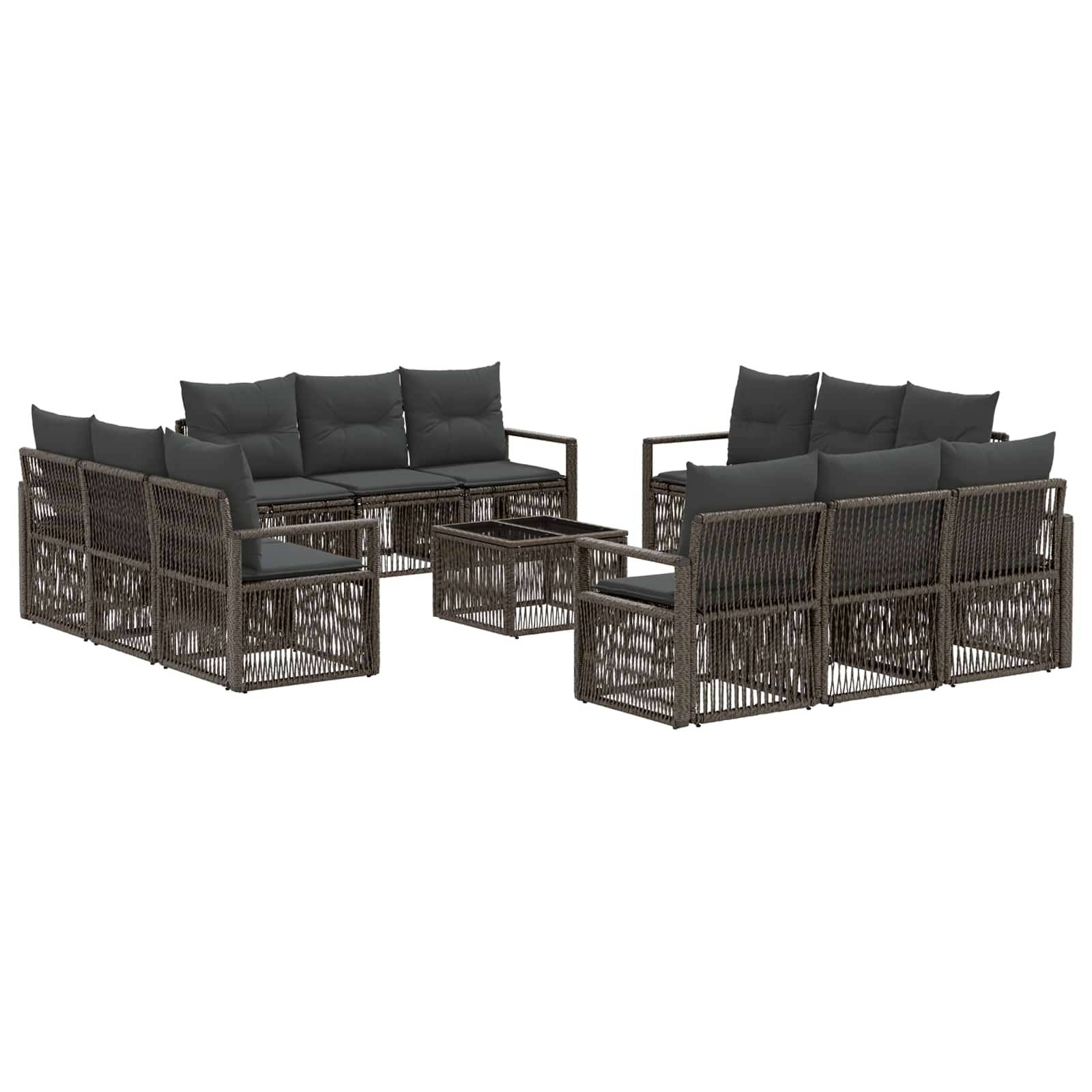 vidaXL Gartensofa-set 13 pcs Grau Poly-Rattan