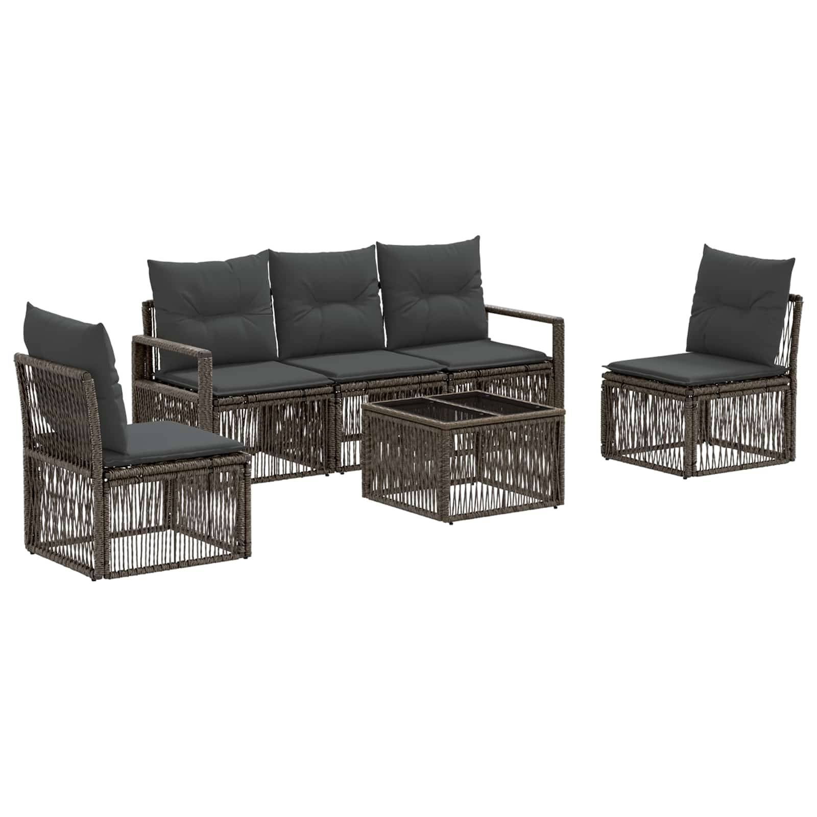 vidaXL Gartensofa-set 6 pcs Grau Poly-Rattan