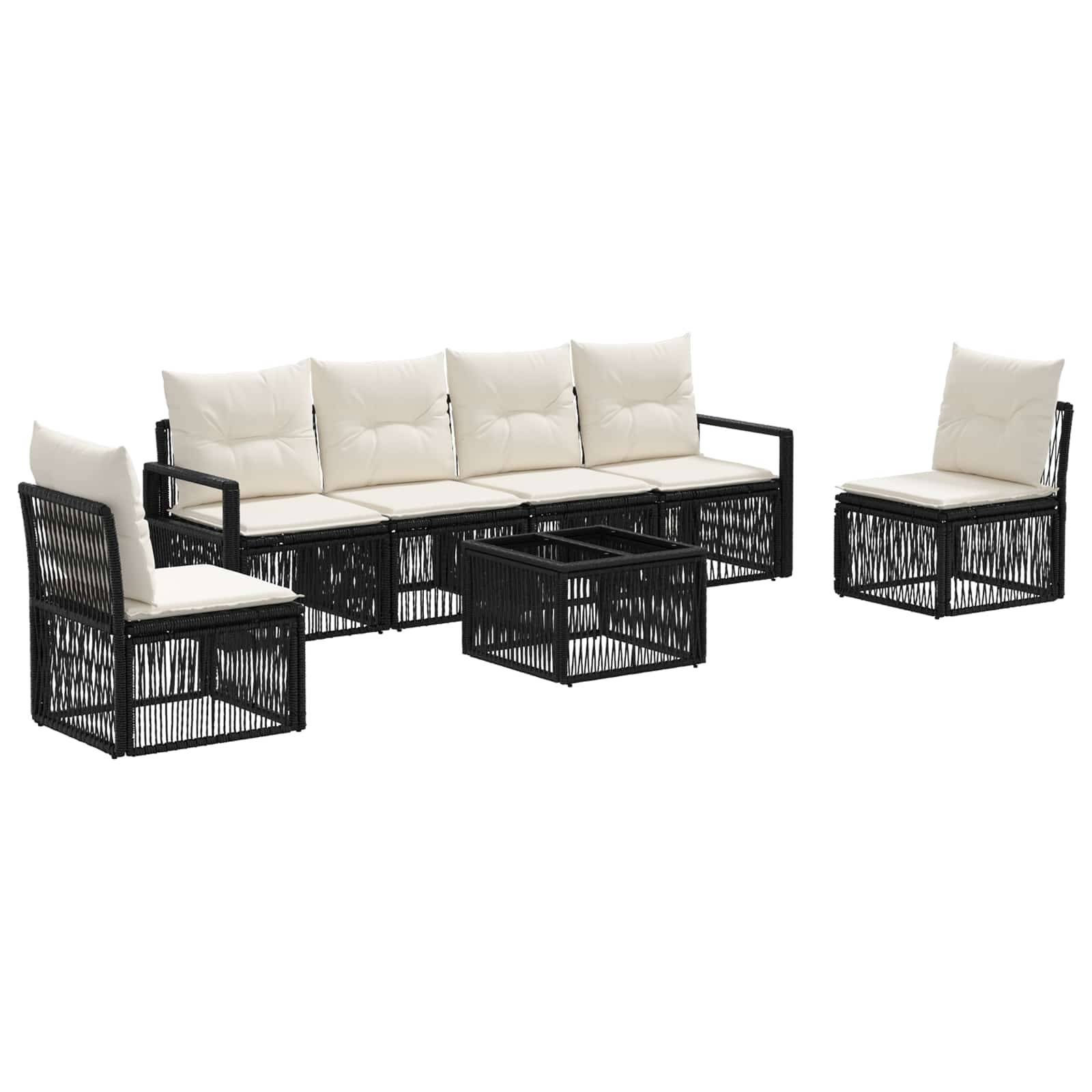 vidaXL Gartensofa-set 7 pcs Schwarz Poly-Rattan