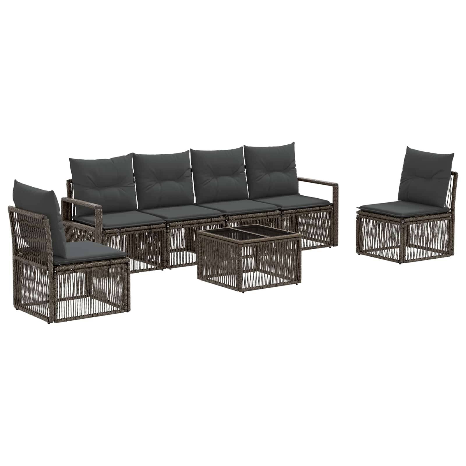 vidaXL Gartensofa-set 7 pcs Grau Poly-Rattan