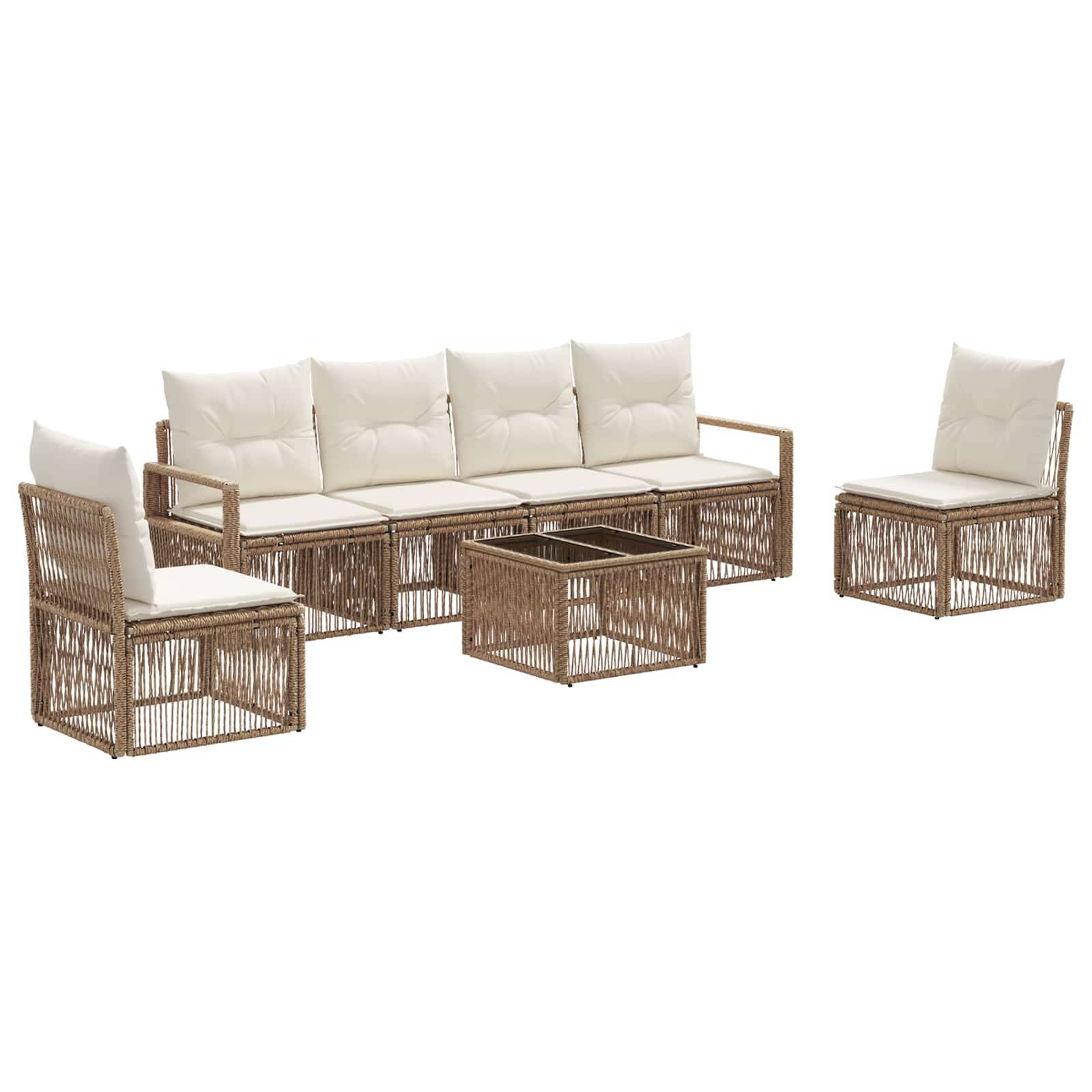 vidaXL Gartensofa-set 7 pcs Beige Poly-Rattan