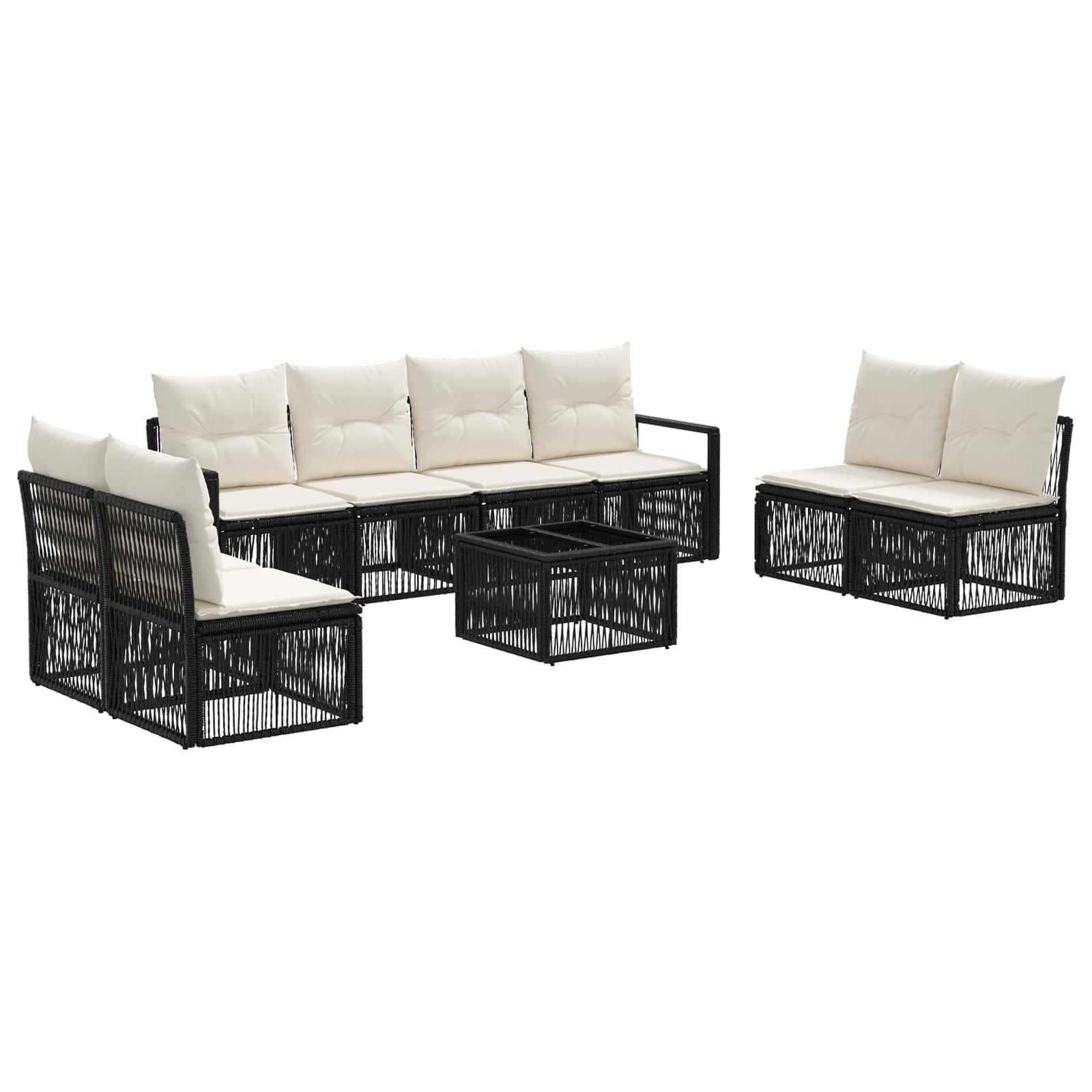 vidaXL Gartensofa-set 9 pcs Schwarz Poly-Rattan