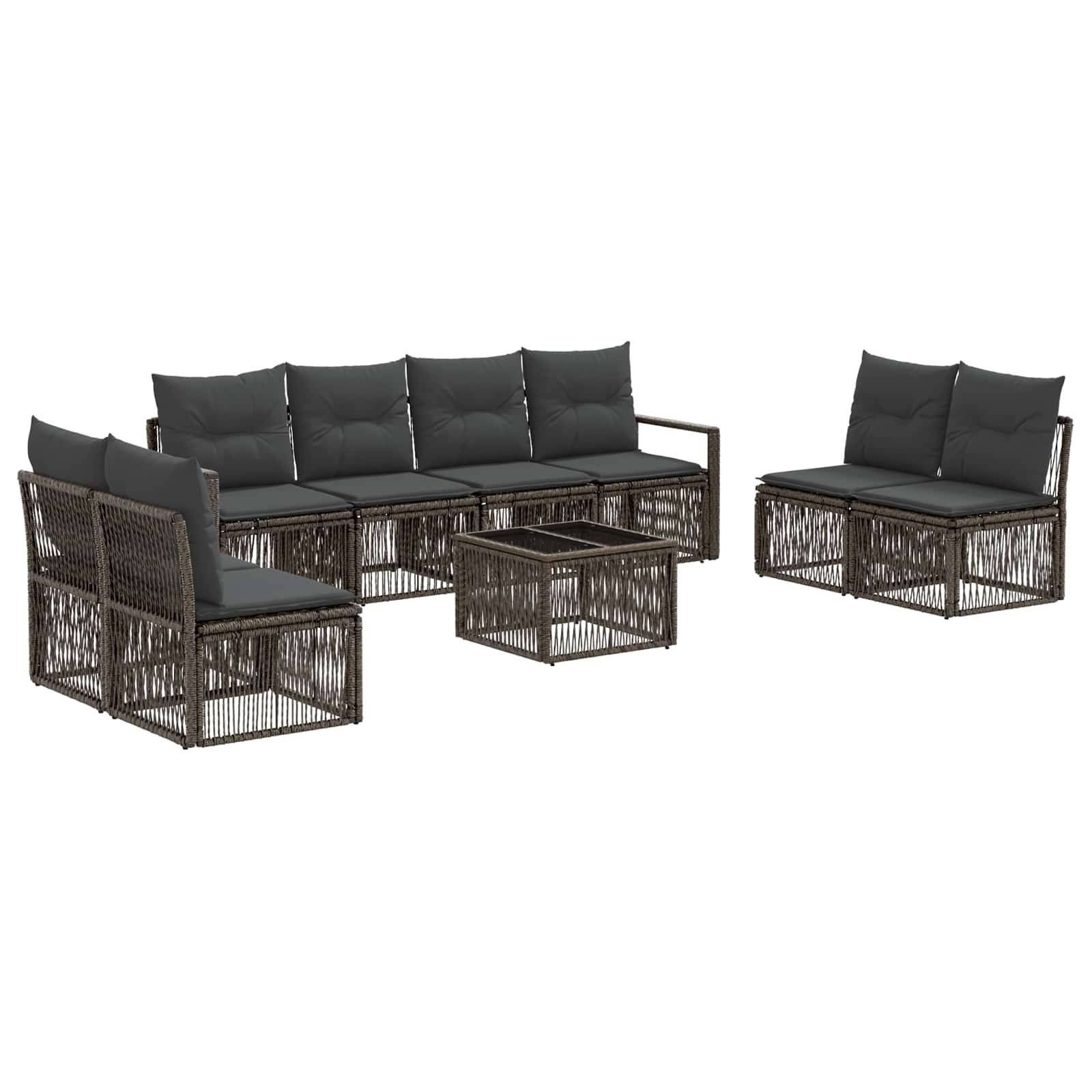 vidaXL Gartensofa-set 9 pcs Grau Poly-Rattan