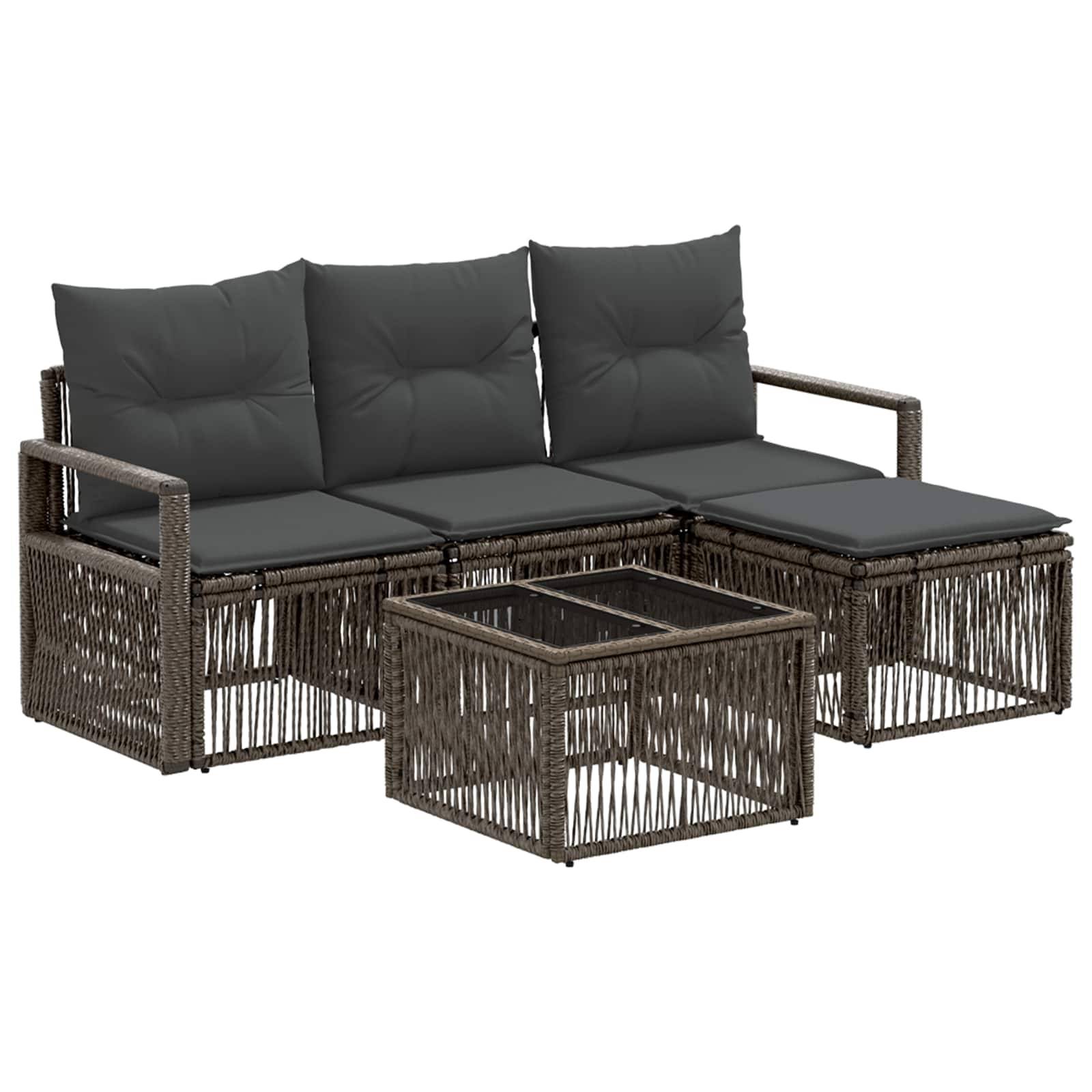 vidaXL Gartensofa-set 5 pcs Grau Poly-Rattan