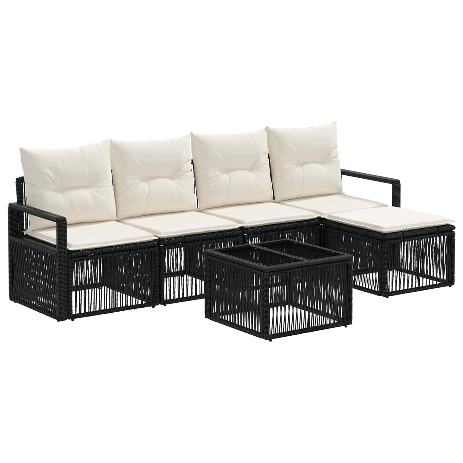 vidaXL Gartensofa-set 6 pcs Schwarz Poly-Rattan