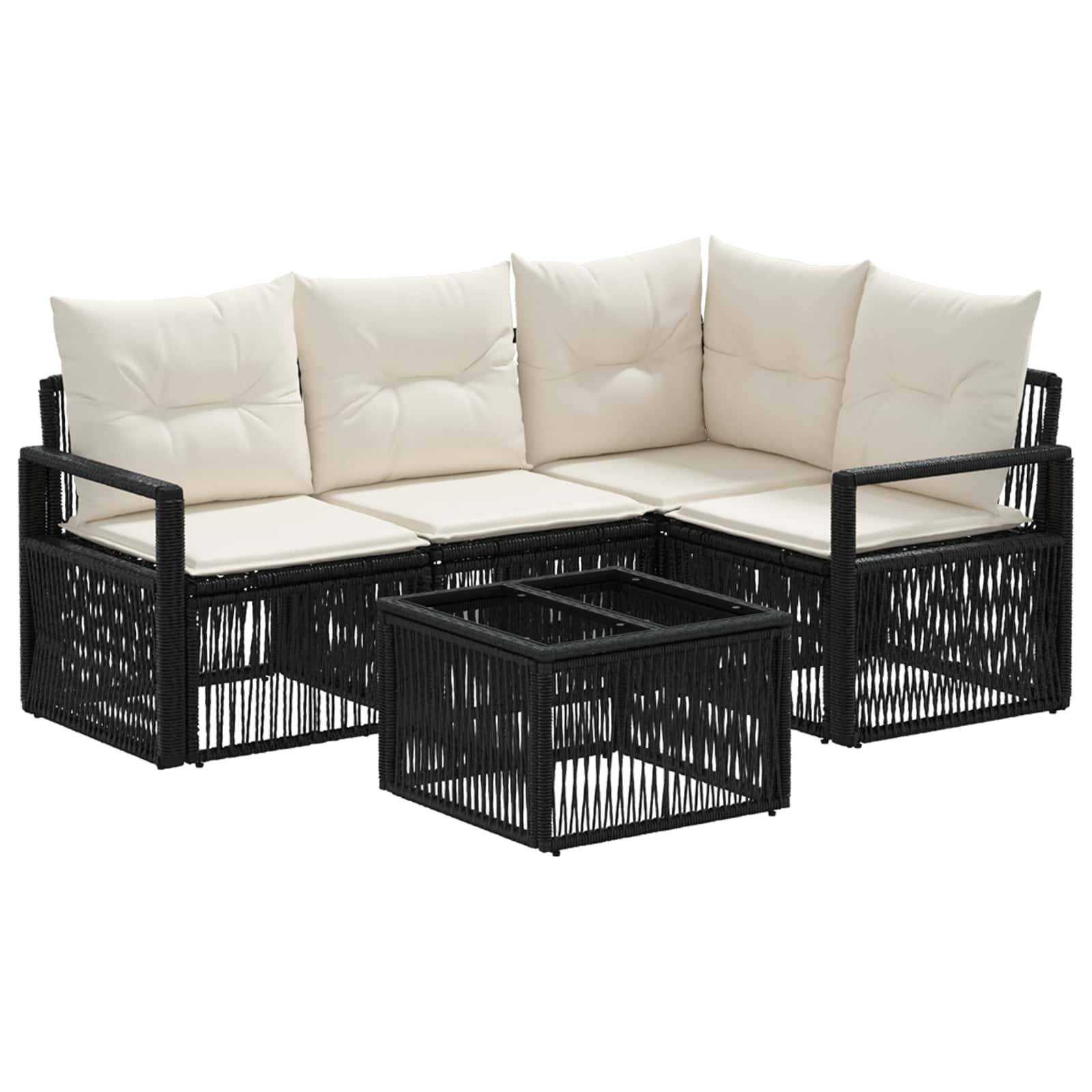 vidaXL Gartensofa-set 5 pcs Schwarz Poly-Rattan