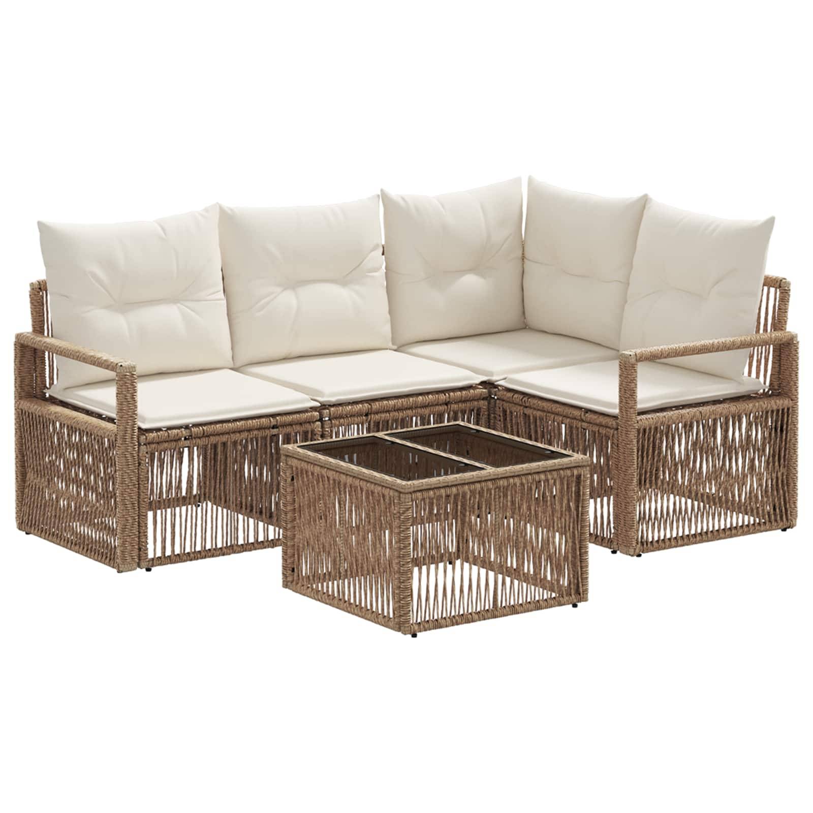 vidaXL Gartensofa-set 5 pcs Beige Poly-Rattan