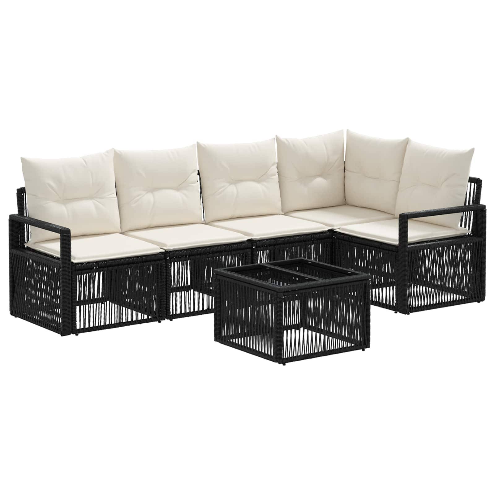vidaXL Gartensofa-set 6 pcs Schwarz Poly-Rattan