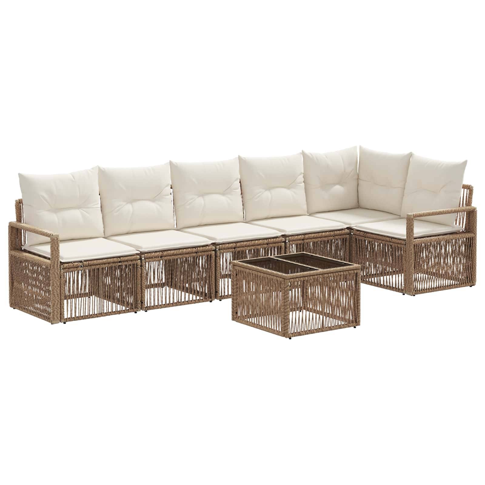 vidaXL Gartensofa-set 7 pcs Beige Poly-Rattan