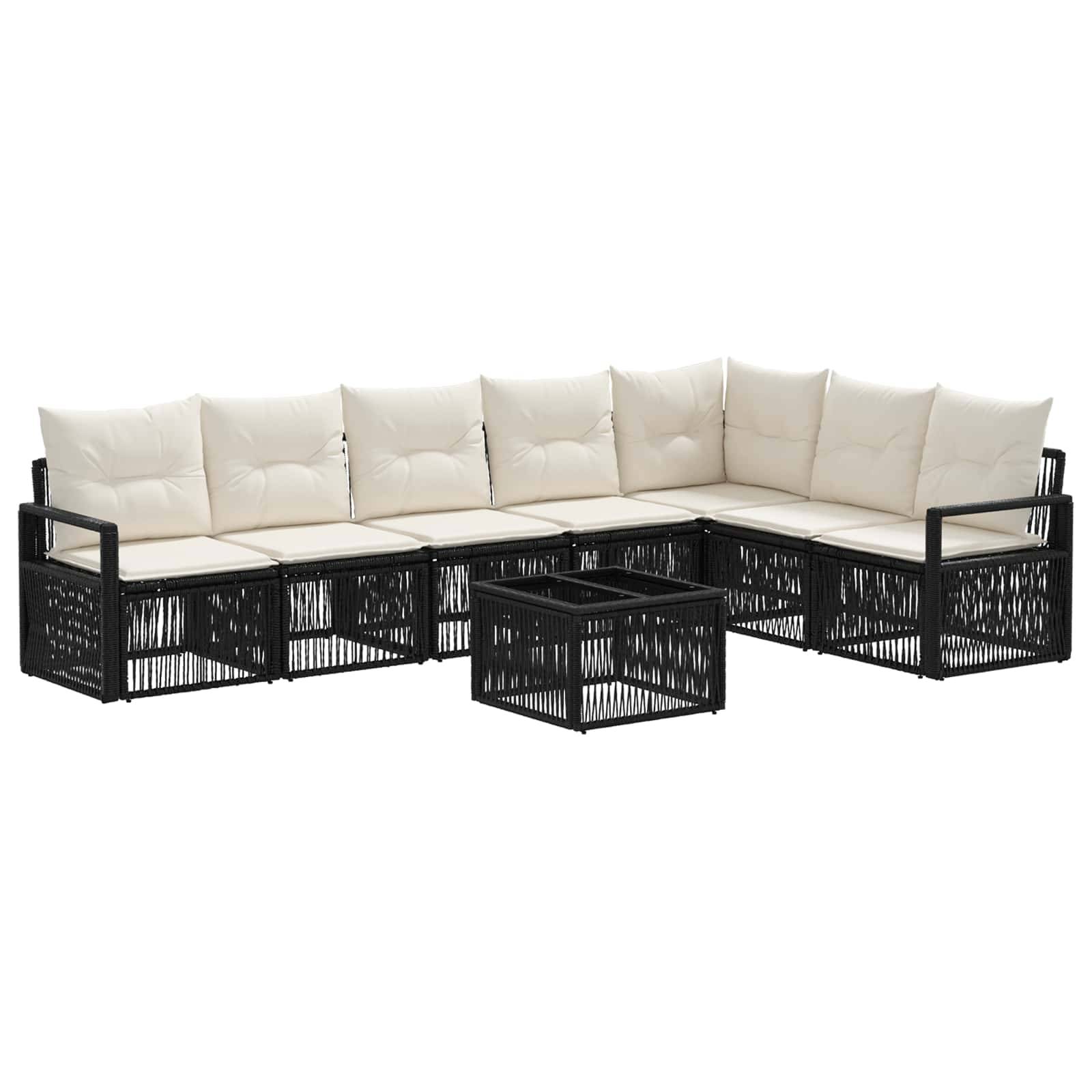 vidaXL Gartensofa-set 8 pcs Schwarz Poly-Rattan