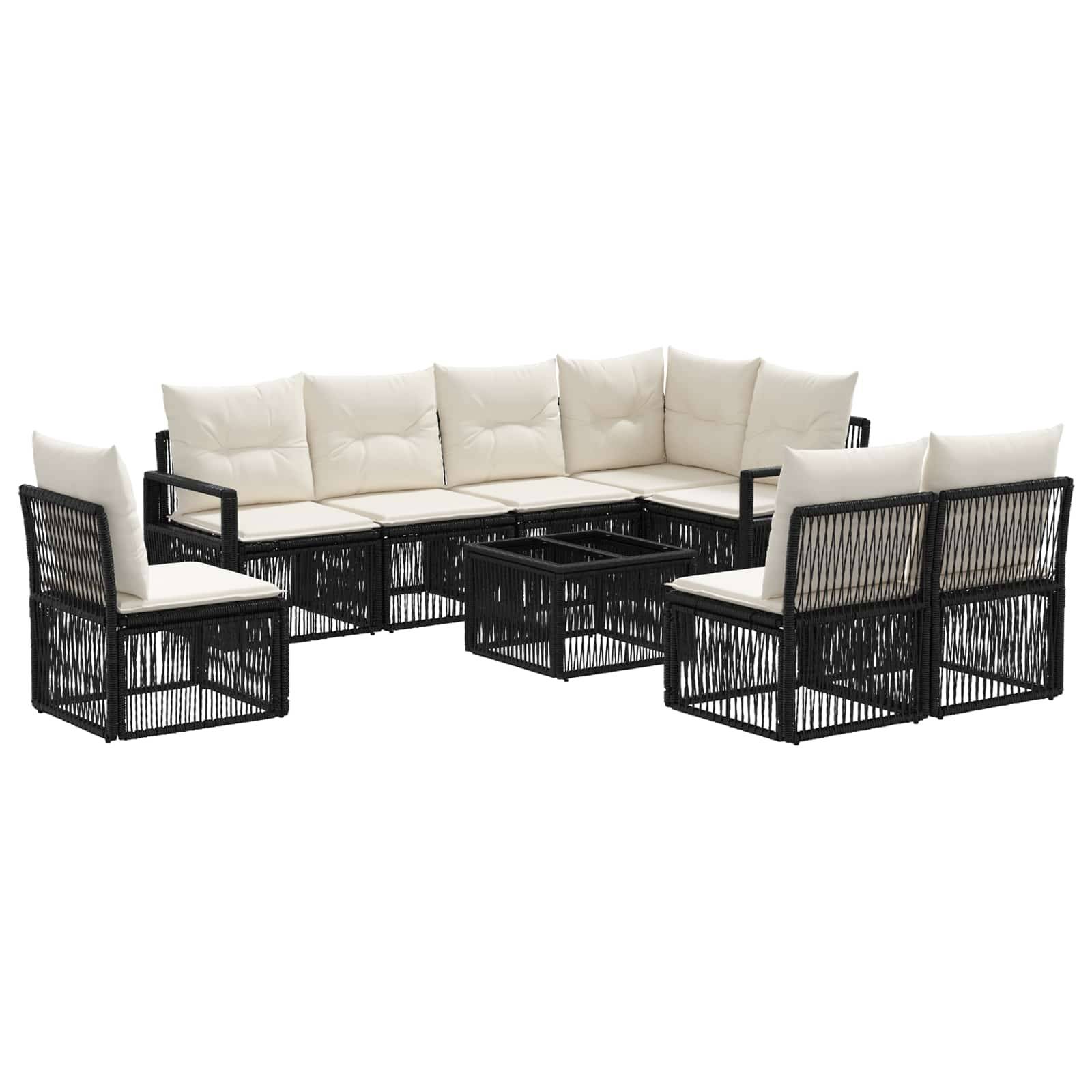 vidaXL Gartensofa-set 9 pcs Schwarz Poly-Rattan