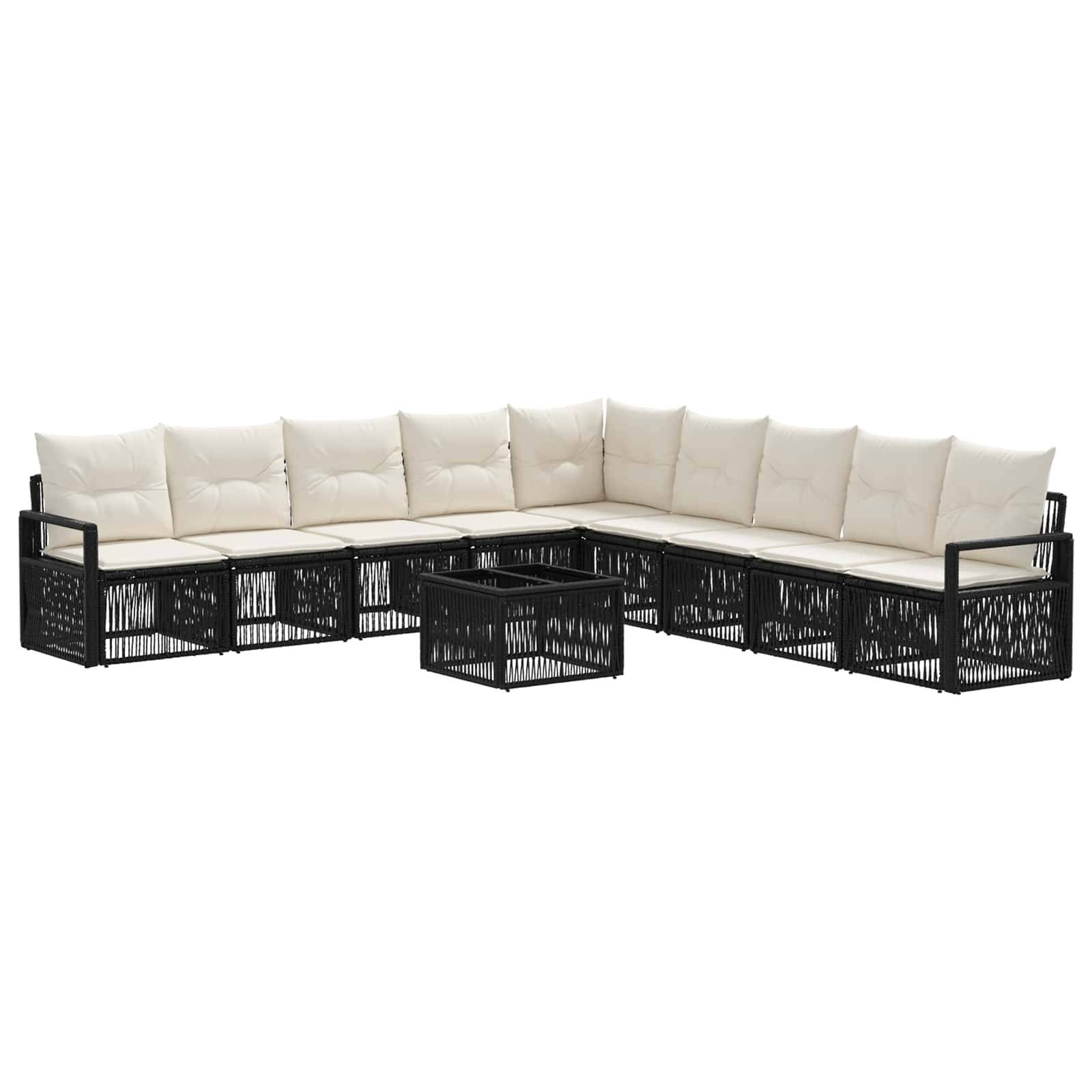 vidaXL Gartensofa-set 10 pcs Schwarz Poly-Rattan