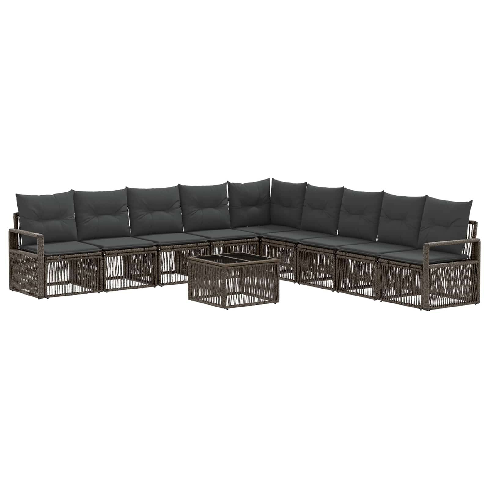 vidaXL Gartensofa-set 10 pcs Grau Poly-Rattan