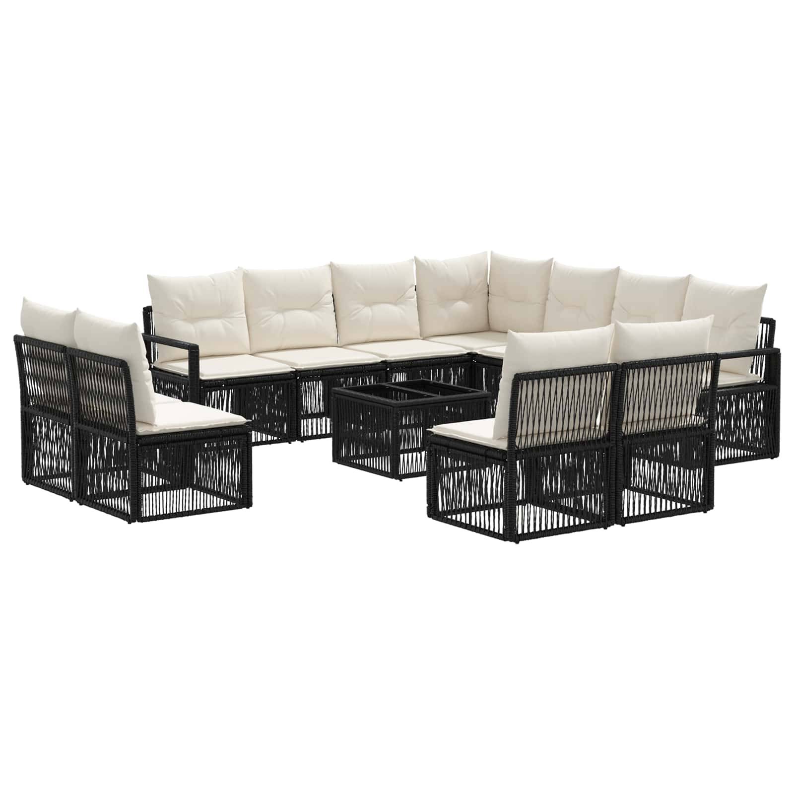 vidaXL Gartensofa-set 12 pcs Schwarz Poly-Rattan