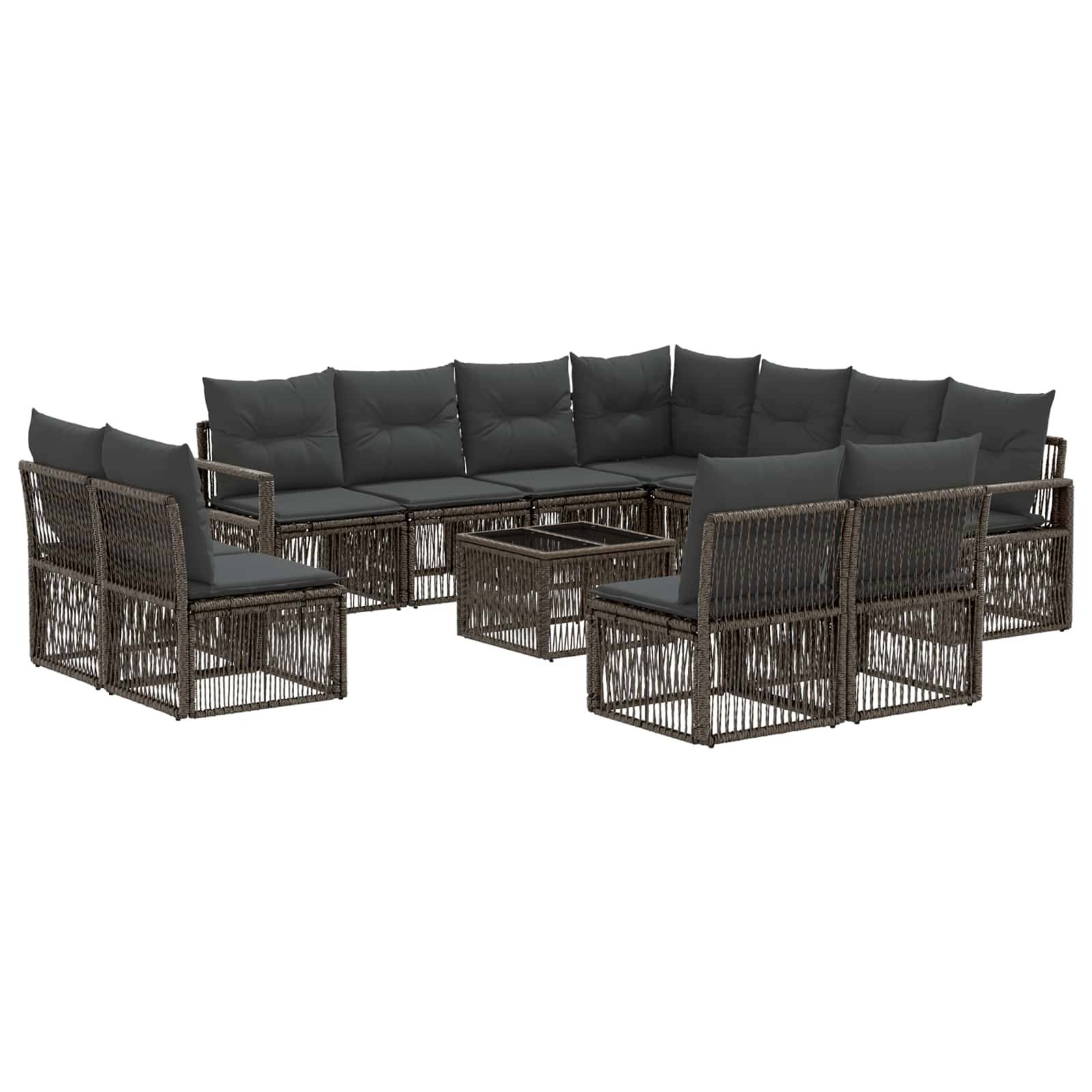 vidaXL Gartensofa-set 12 pcs Grau Poly-Rattan