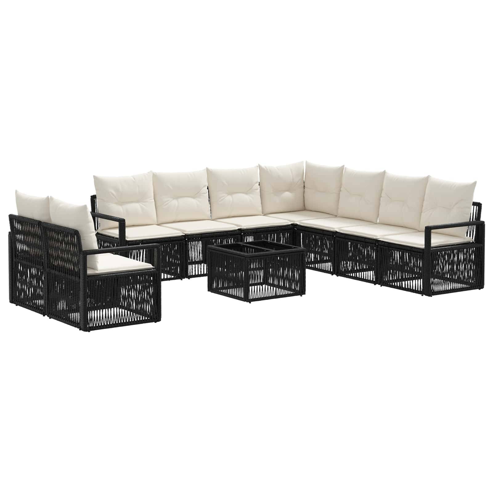 vidaXL Gartensofa-set 10 pcs Schwarz Poly-Rattan