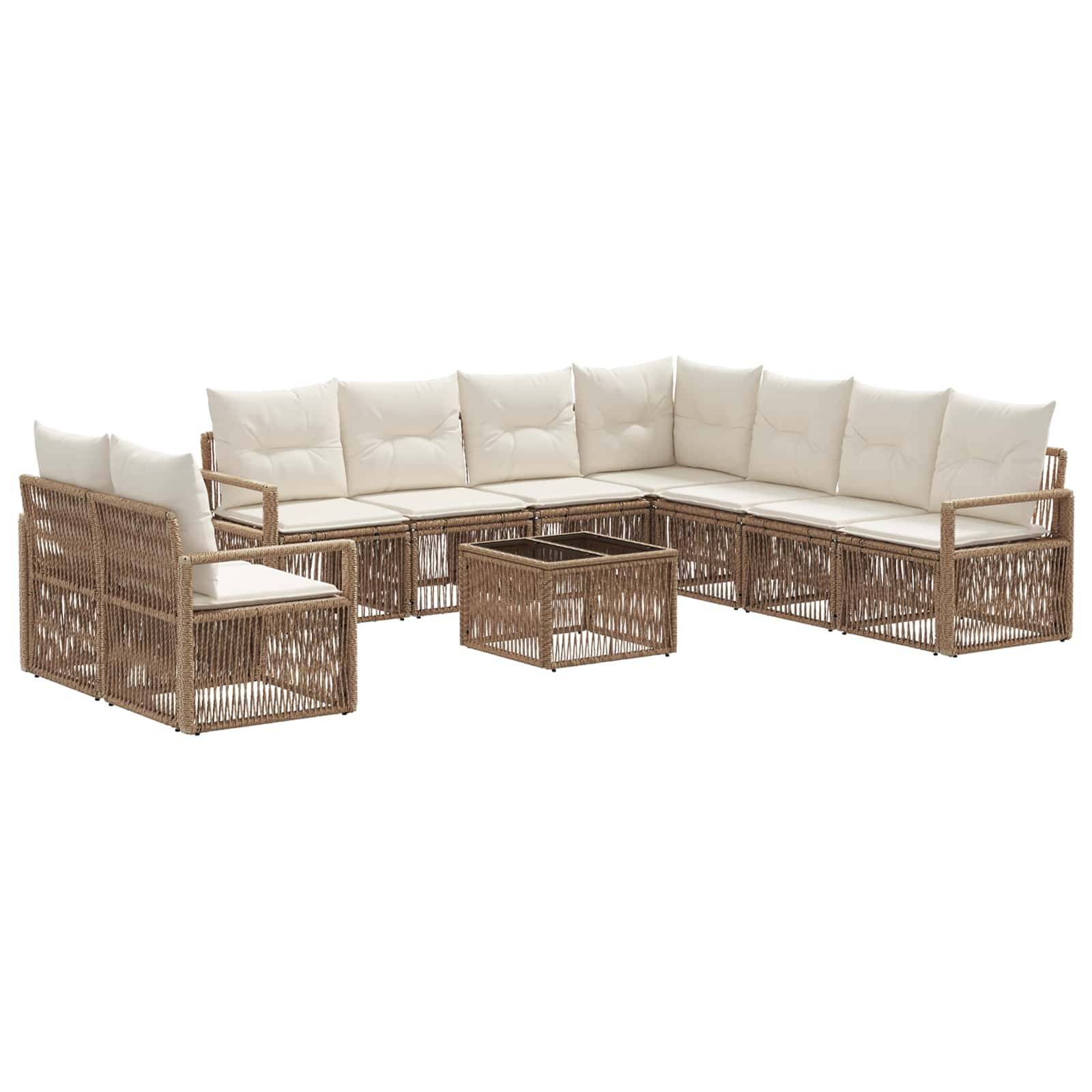 vidaXL Gartensofa-set 10 pcs Beige Poly-Rattan