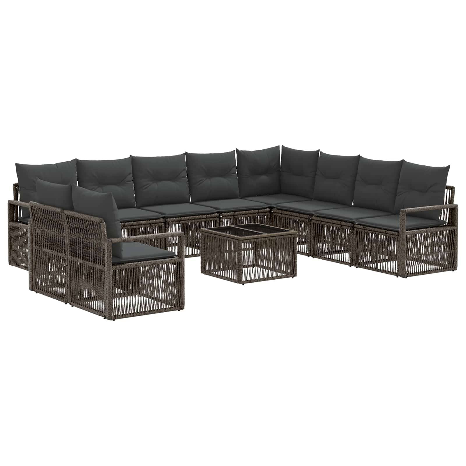 vidaXL Gartensofa-set 11 pcs Grau Poly-Rattan