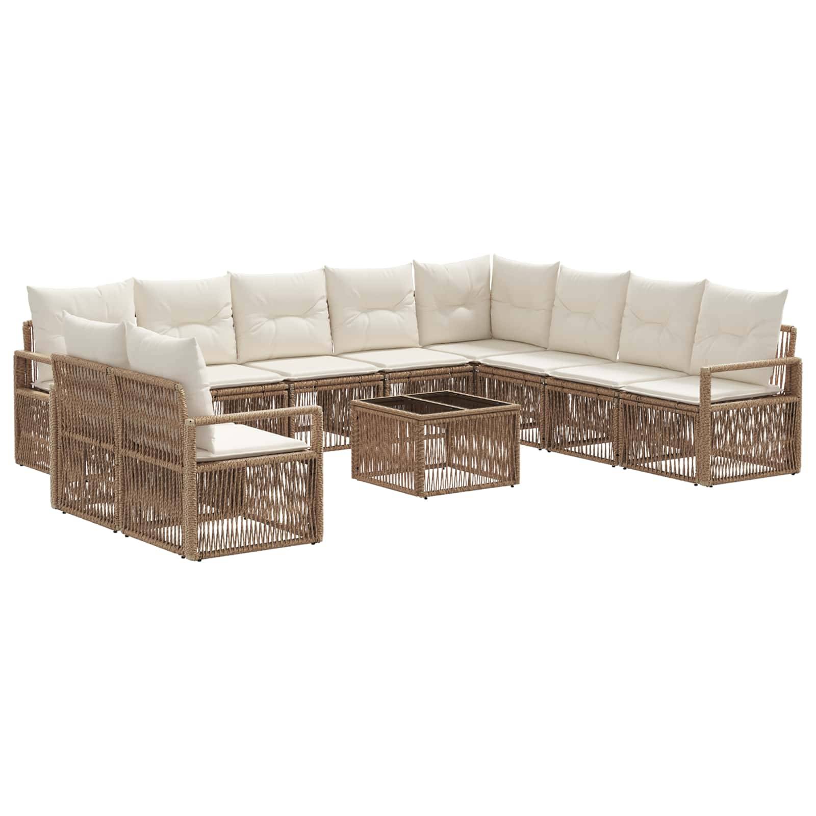 vidaXL Gartensofa-set 11 pcs Beige Poly-Rattan