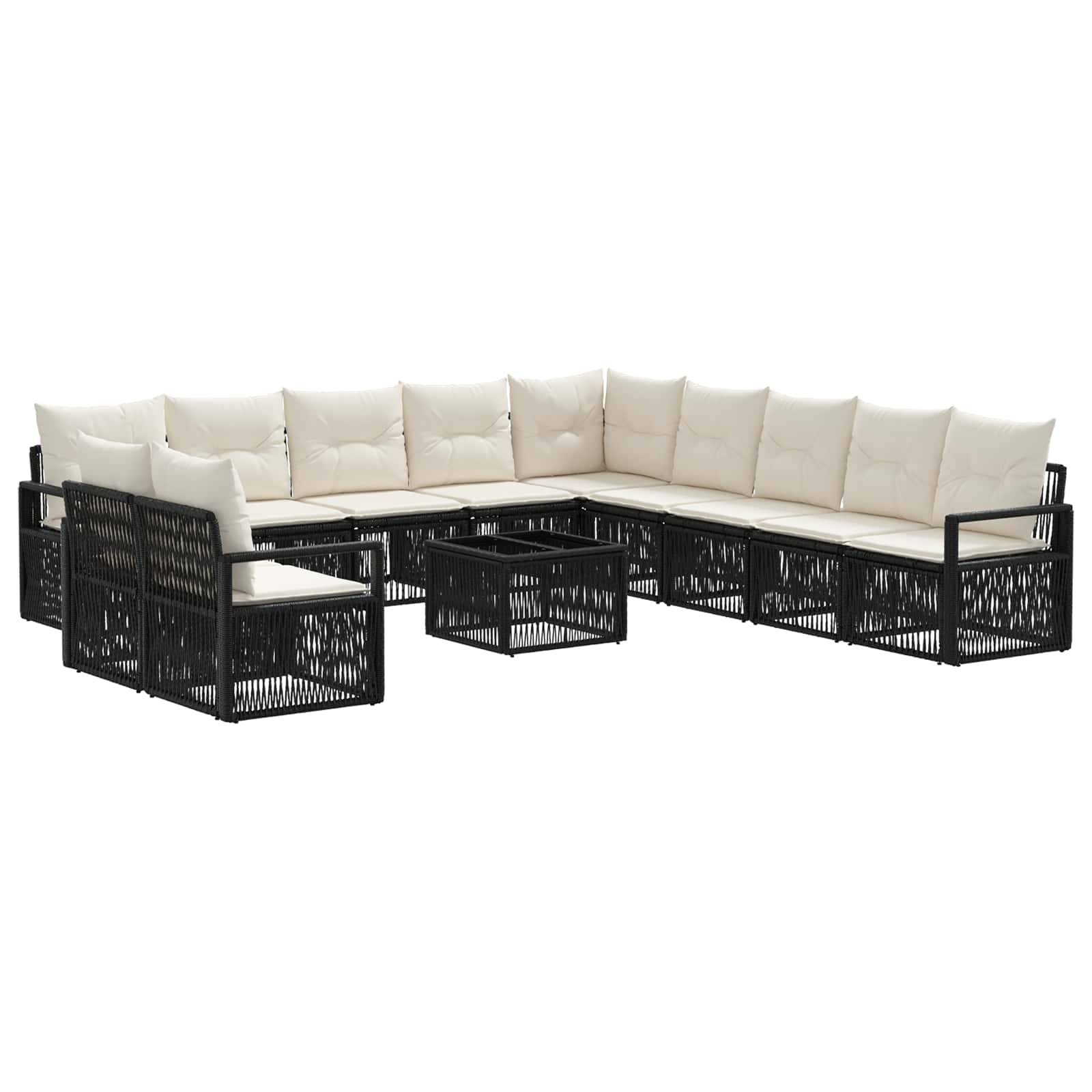 vidaXL Gartensofa-set 12 pcs Schwarz Poly-Rattan