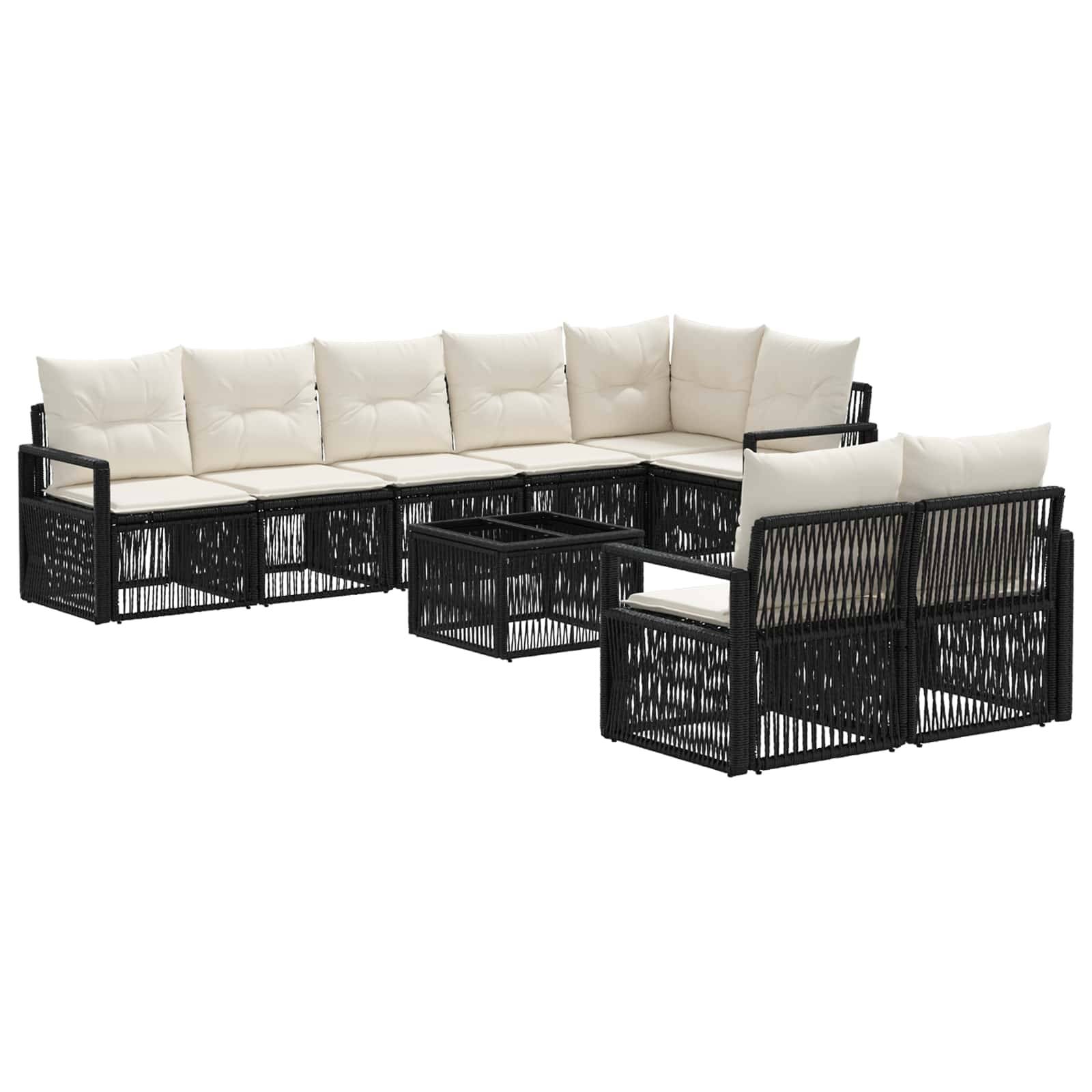 vidaXL Gartensofa-set 9 pcs Schwarz Poly-Rattan
