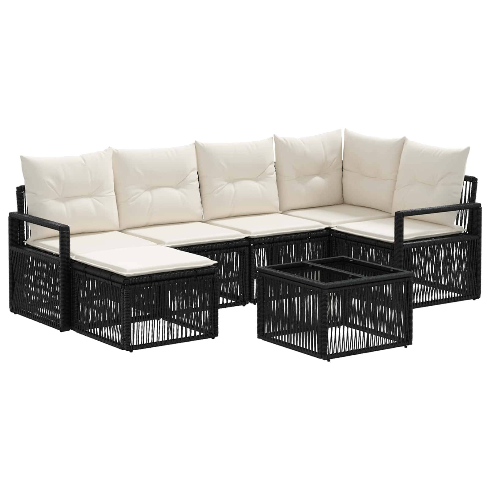 vidaXL Gartensofa-set 7 pcs Schwarz Poly-Rattan