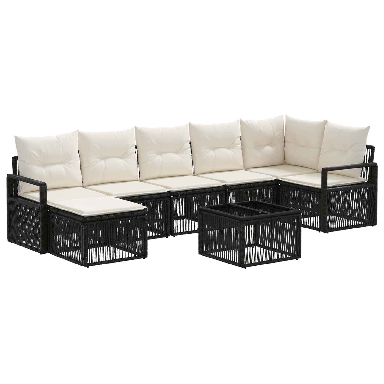 vidaXL Gartensofa-set 8 pcs Schwarz Poly-Rattan